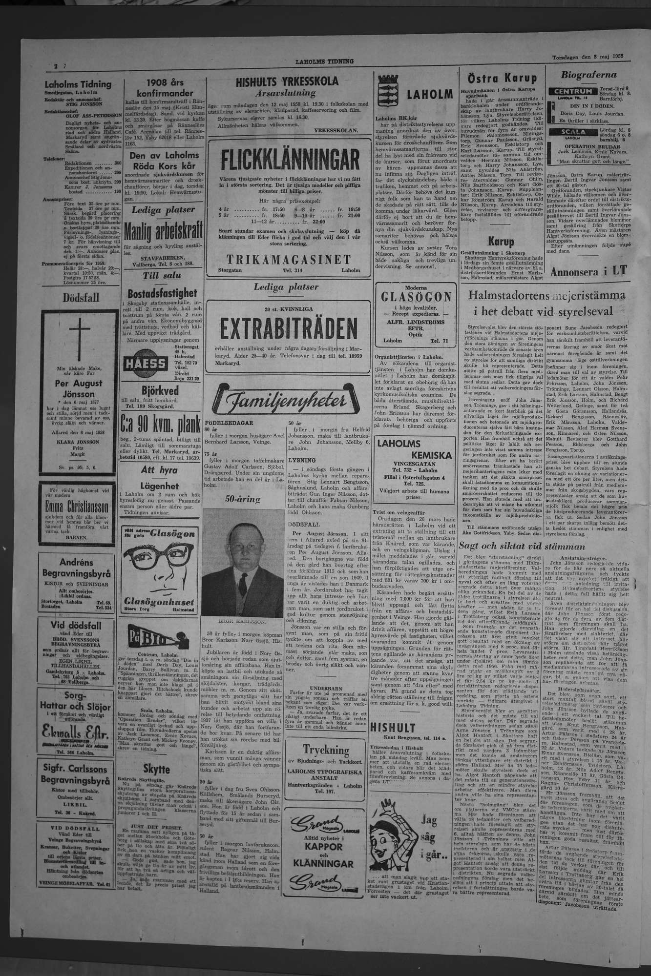 Laholms Tidning Torsdag 8 maj 1958, sida 2