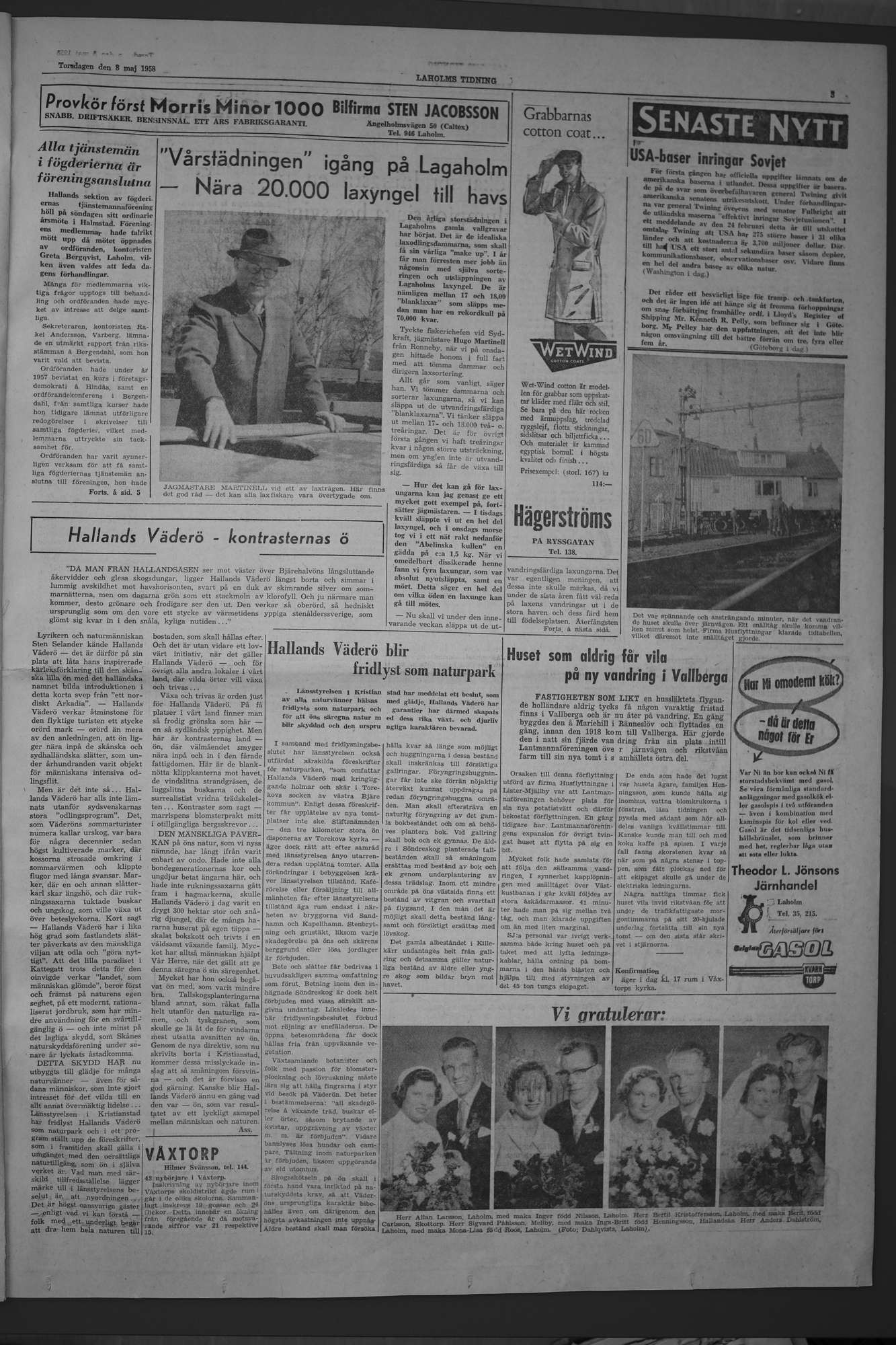 Laholms Tidning Torsdag 8 maj 1958, sida 3