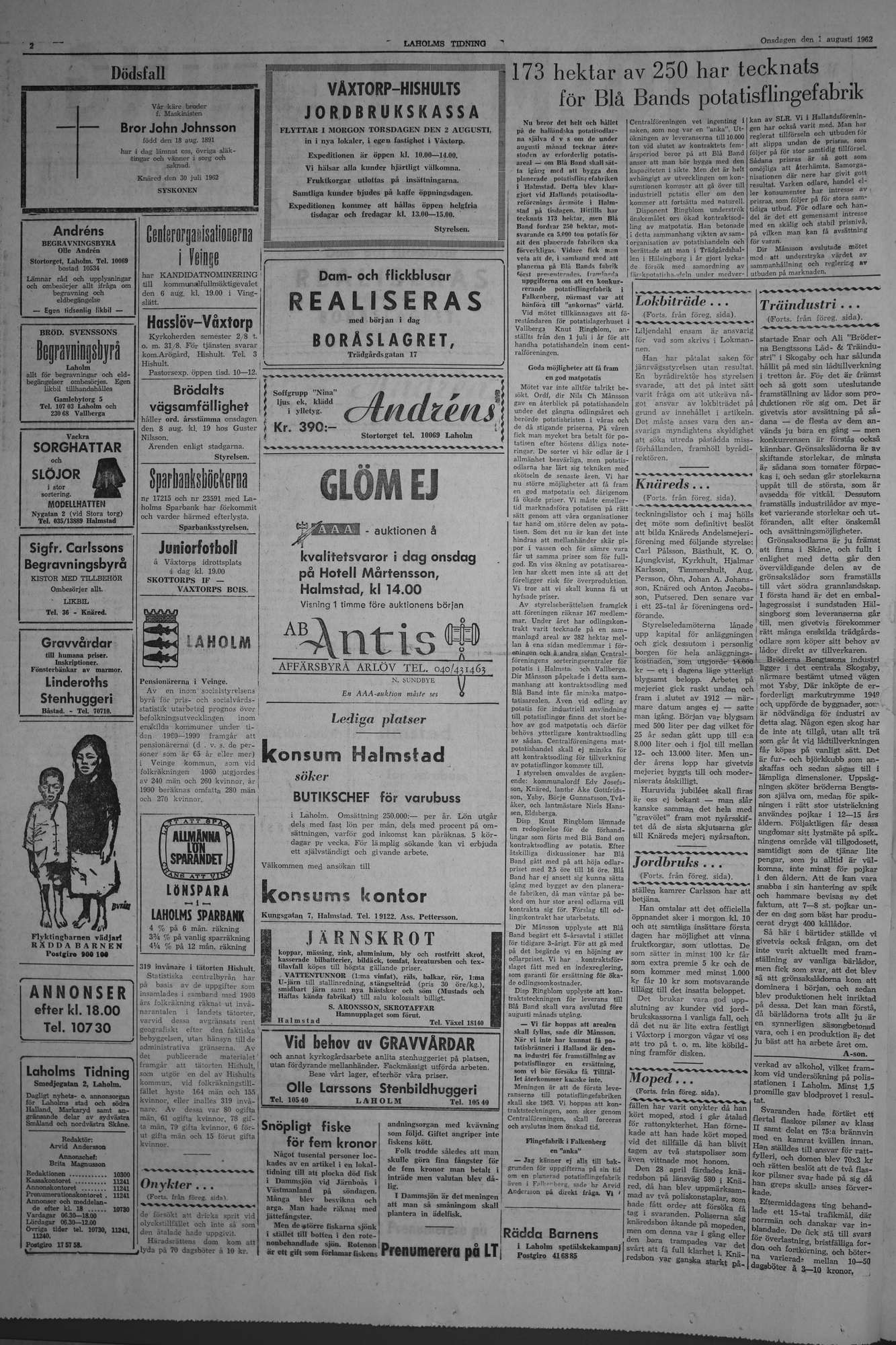 Laholms Tidning Onsdag 1 augusti 1962, sida 2