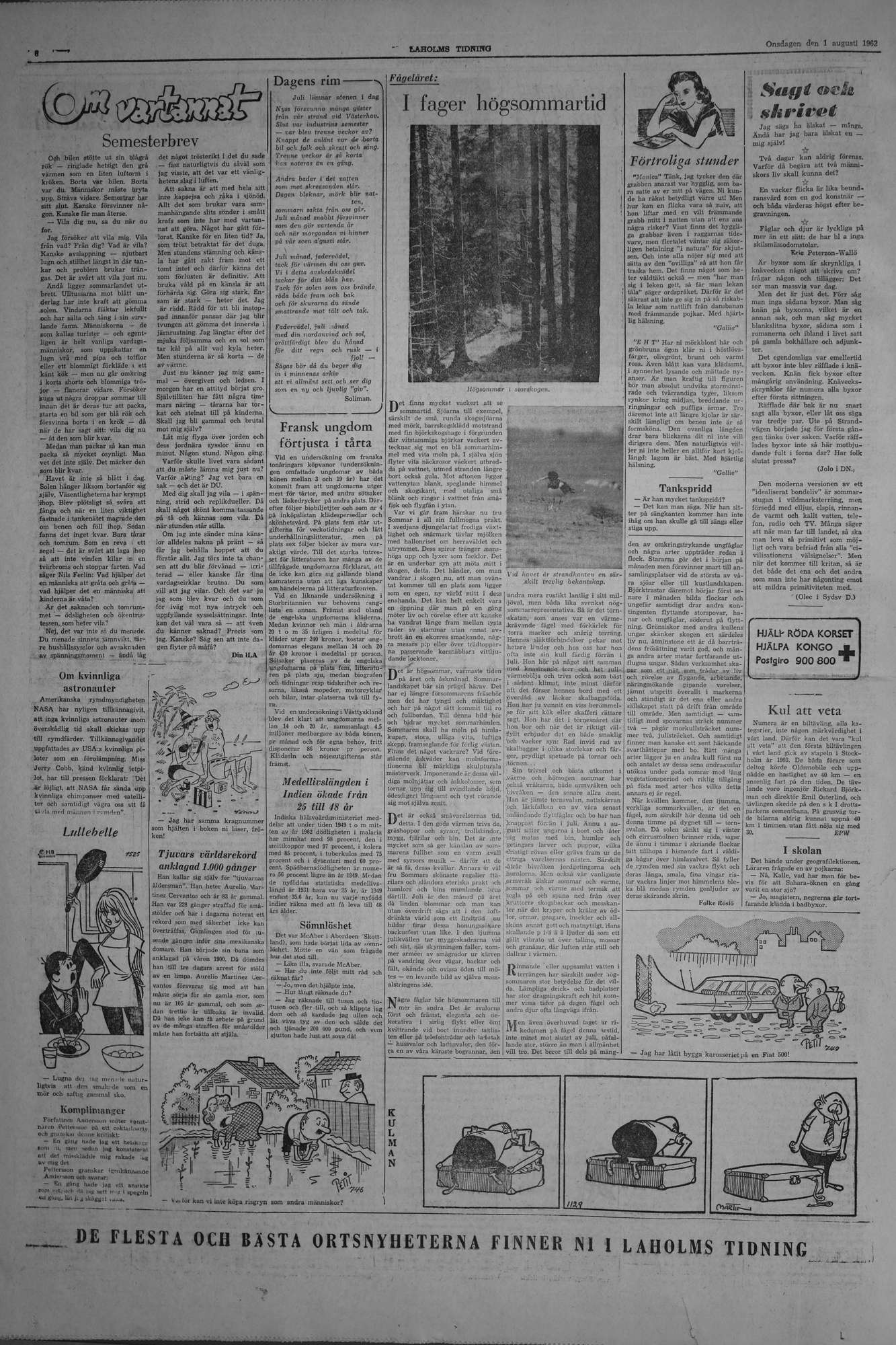 Laholms Tidning Onsdag 1 augusti 1962, sida 6
