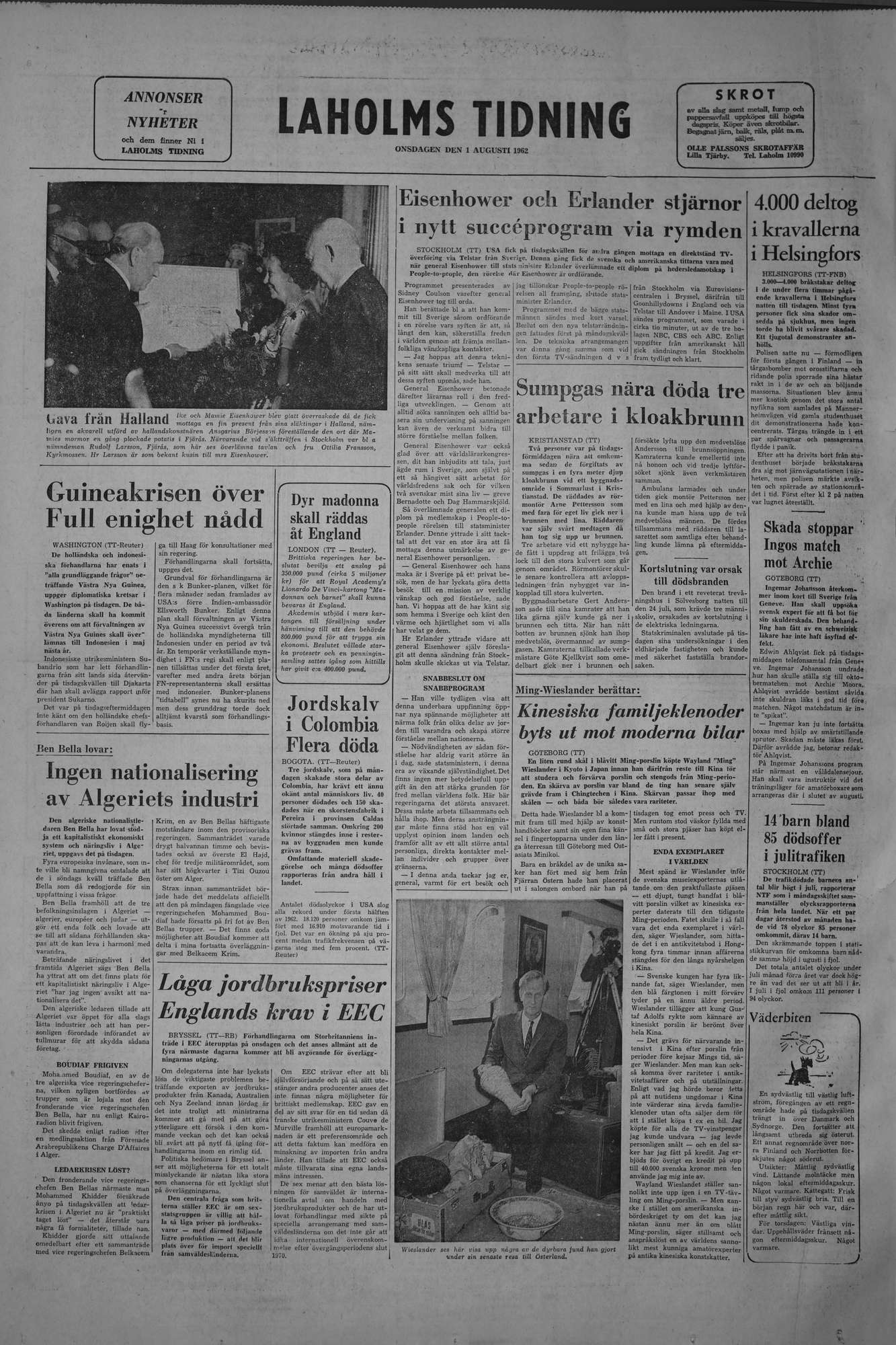 Laholms Tidning Onsdag 1 augusti 1962, sida 8
