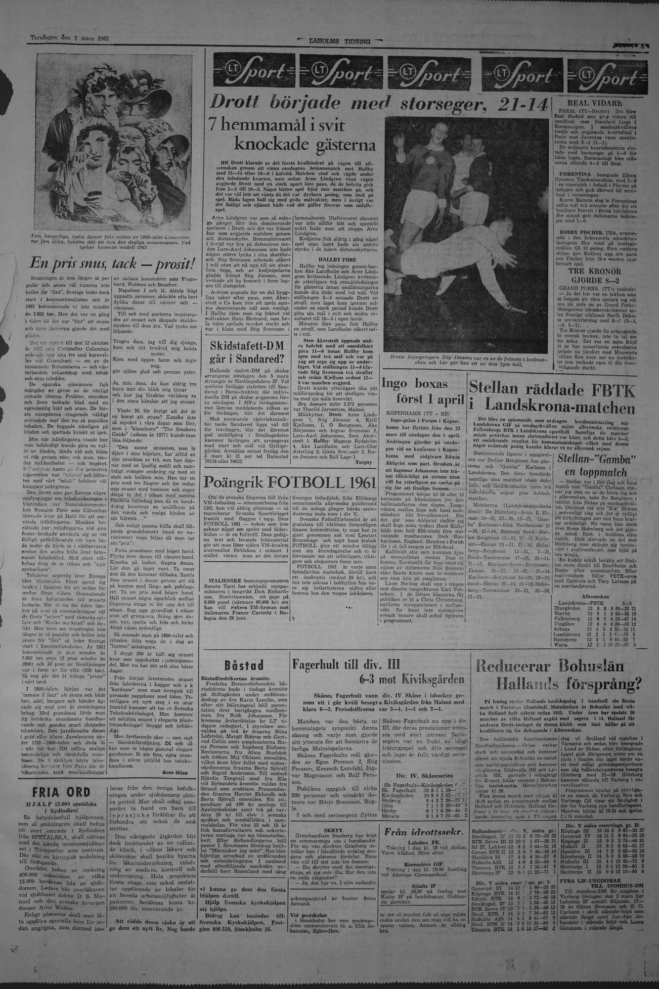 Laholms Tidning Torsdag 1 mars 1962, sida 5