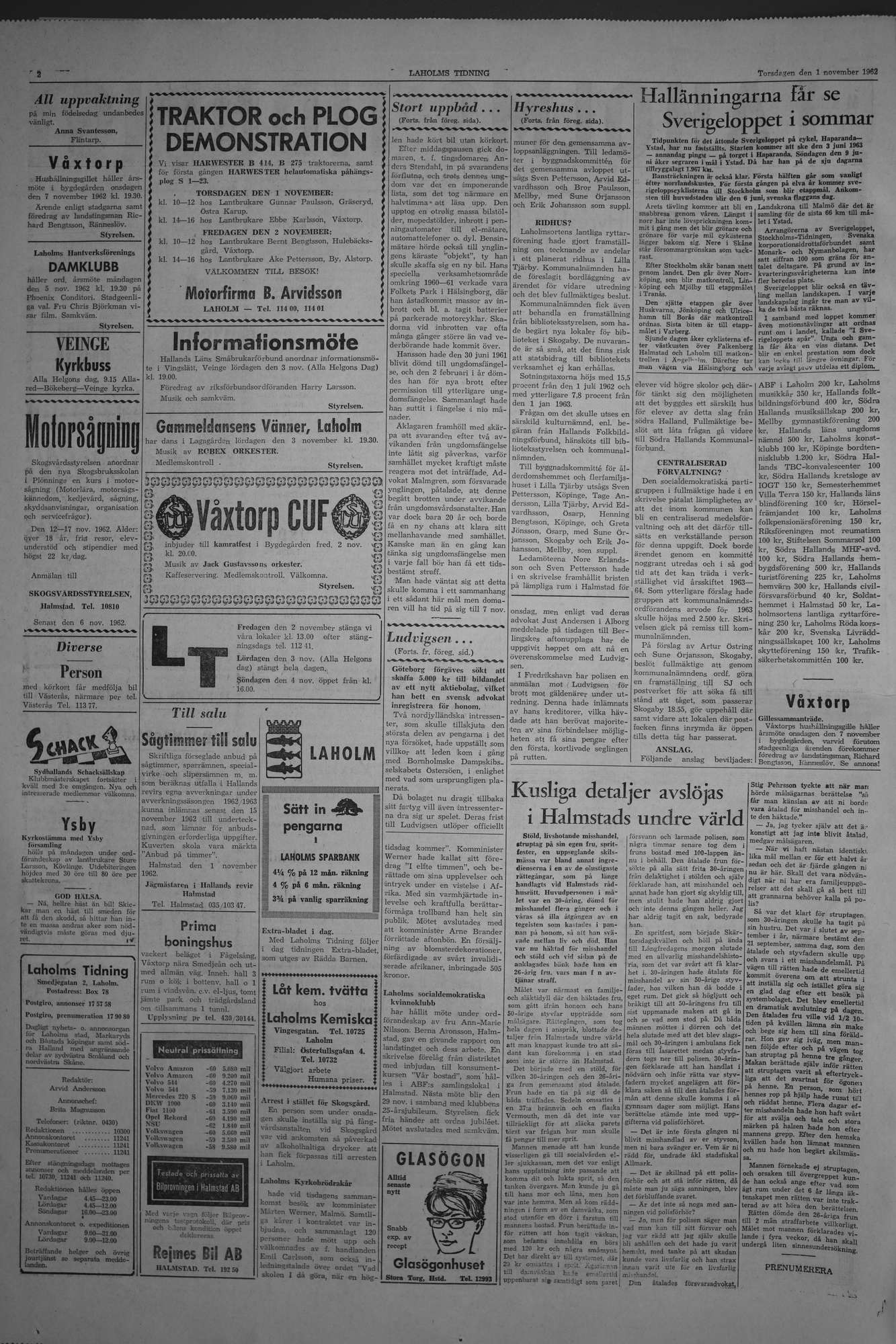Laholms Tidning Torsdag 1 november 1962, sida 2