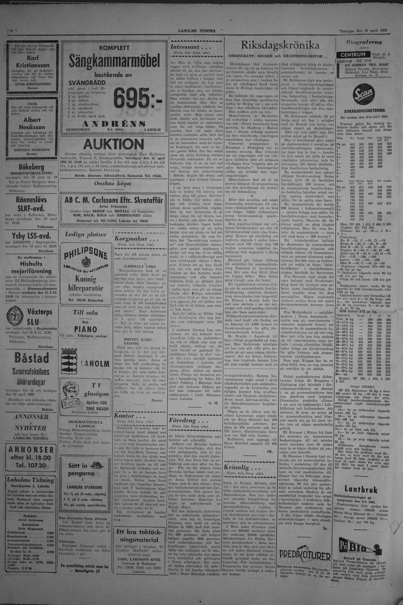 Laholms Tidning Tisdag 10 april 1962, sida 2