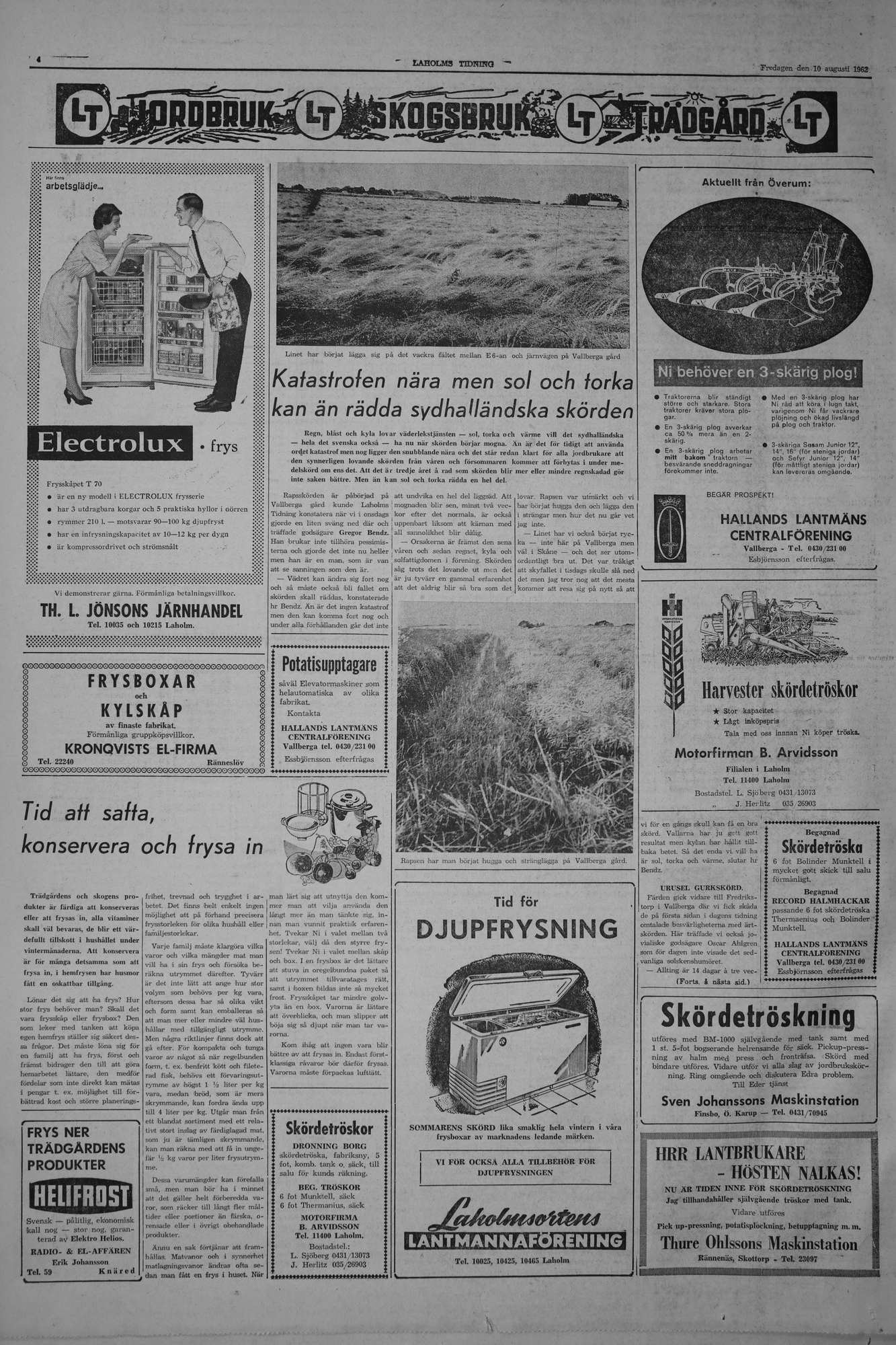 Laholms Tidning Fredag 10 augusti 1962, sida 4