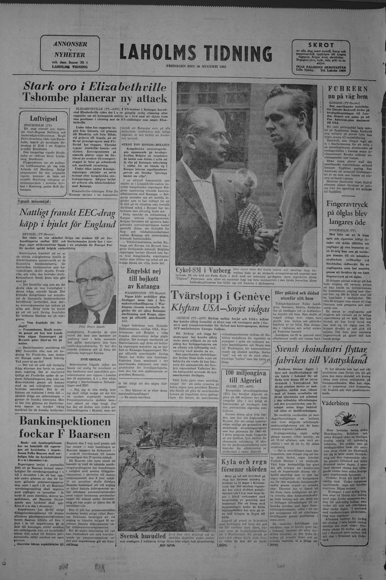 Laholms Tidning Fredag 10 augusti 1962, sida 8