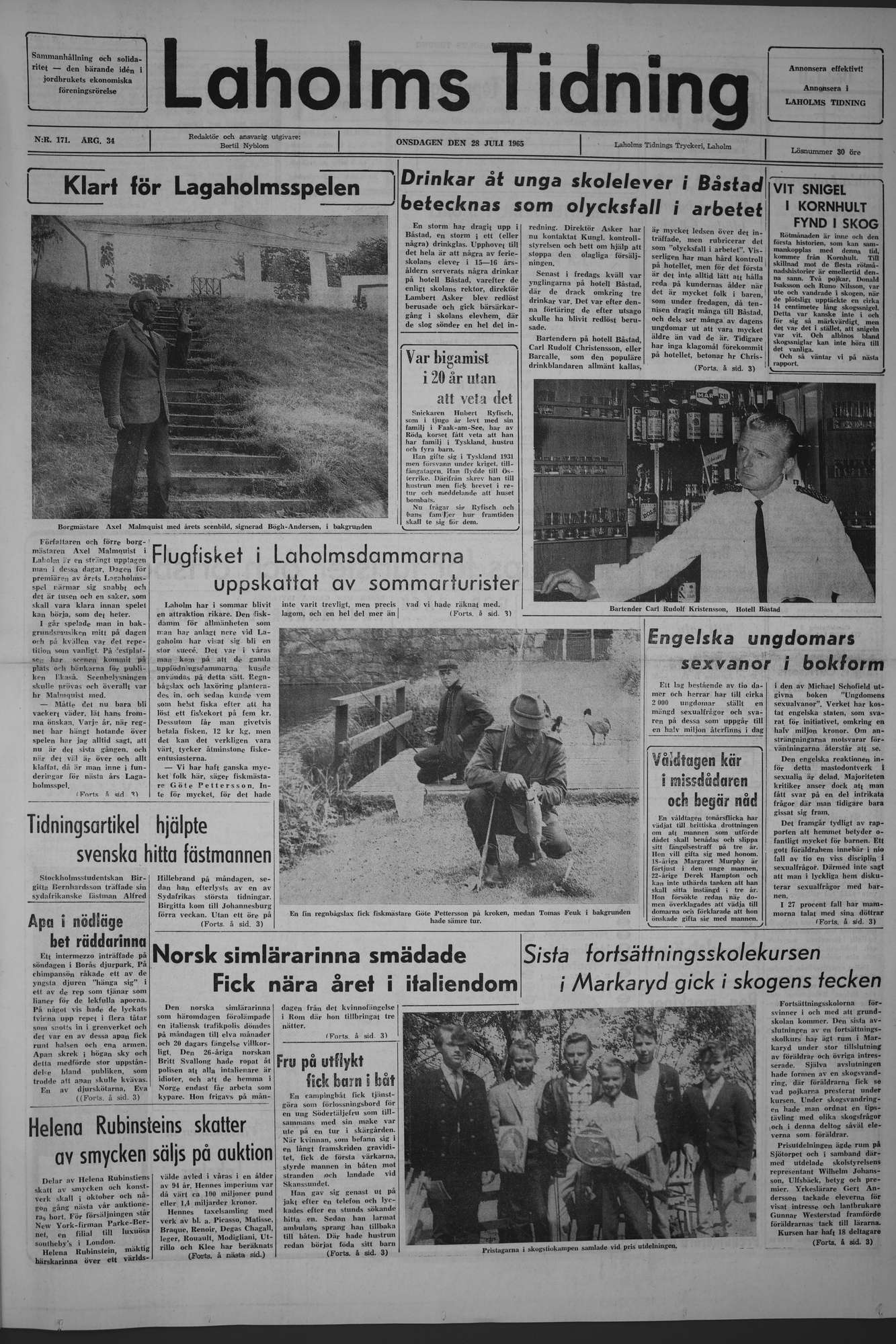 Laholms Tidning Onsdag 28 juli 1965, sida 1