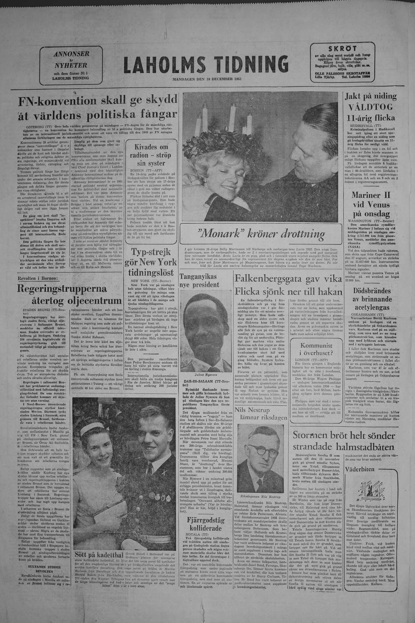 Laholms Tidning Måndag 10 december 1962, sida 8