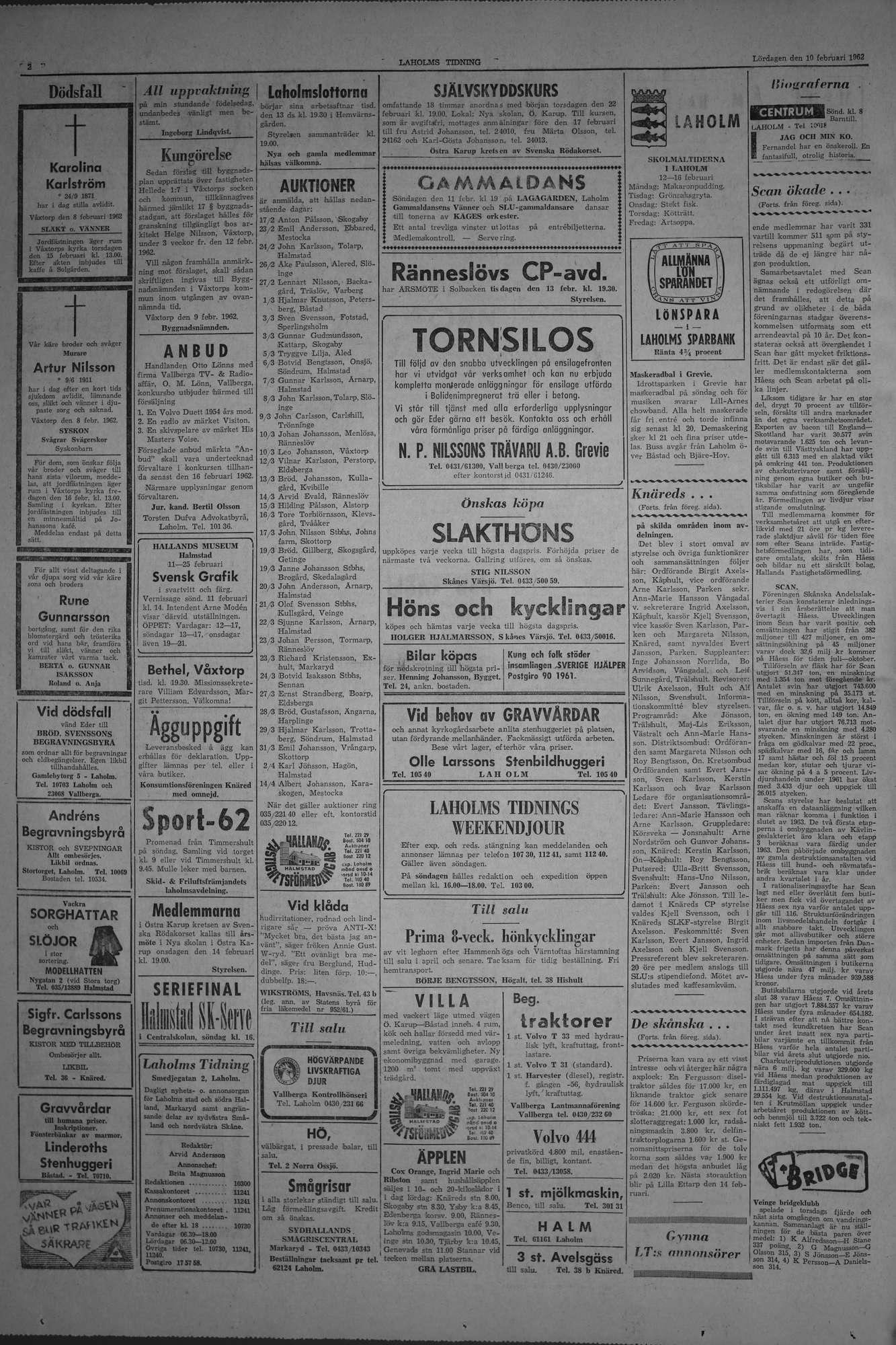 Laholms Tidning Lördag 10 februari 1962, sida 2