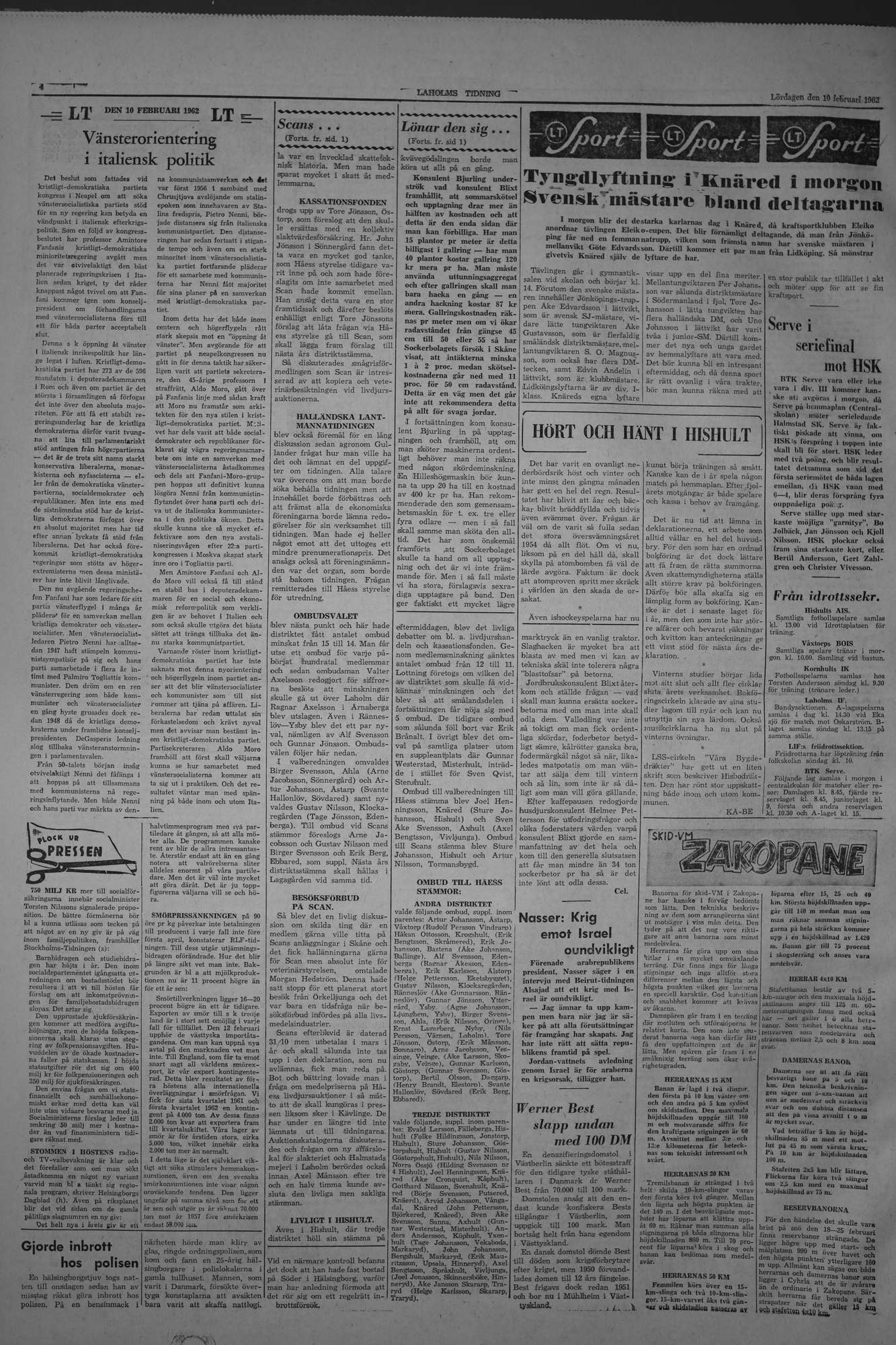 Laholms Tidning Lördag 10 februari 1962, sida 4