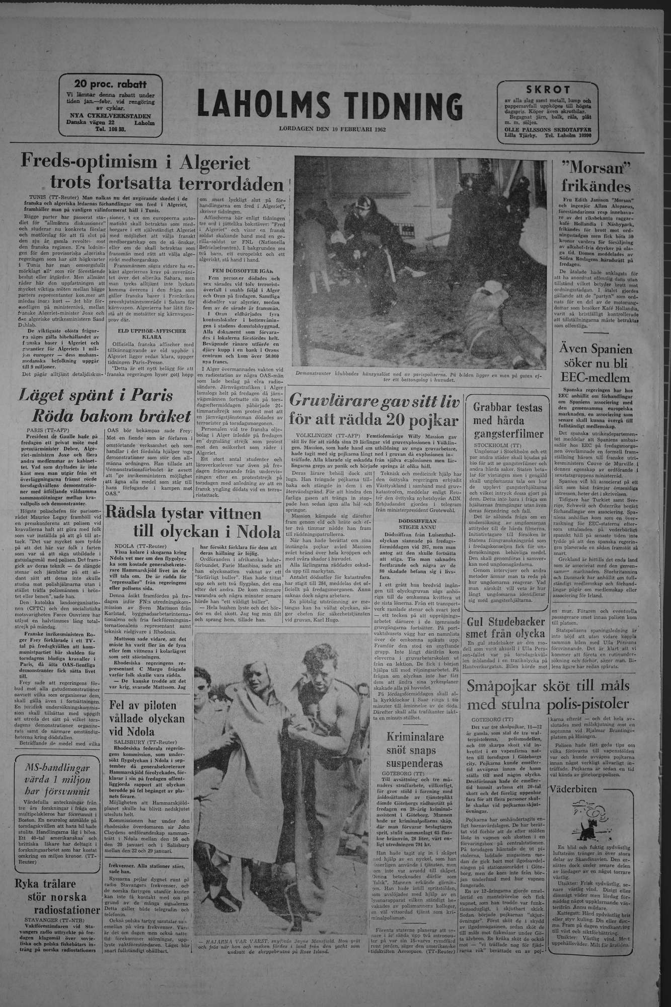 Laholms Tidning Lördag 10 februari 1962, sida 8