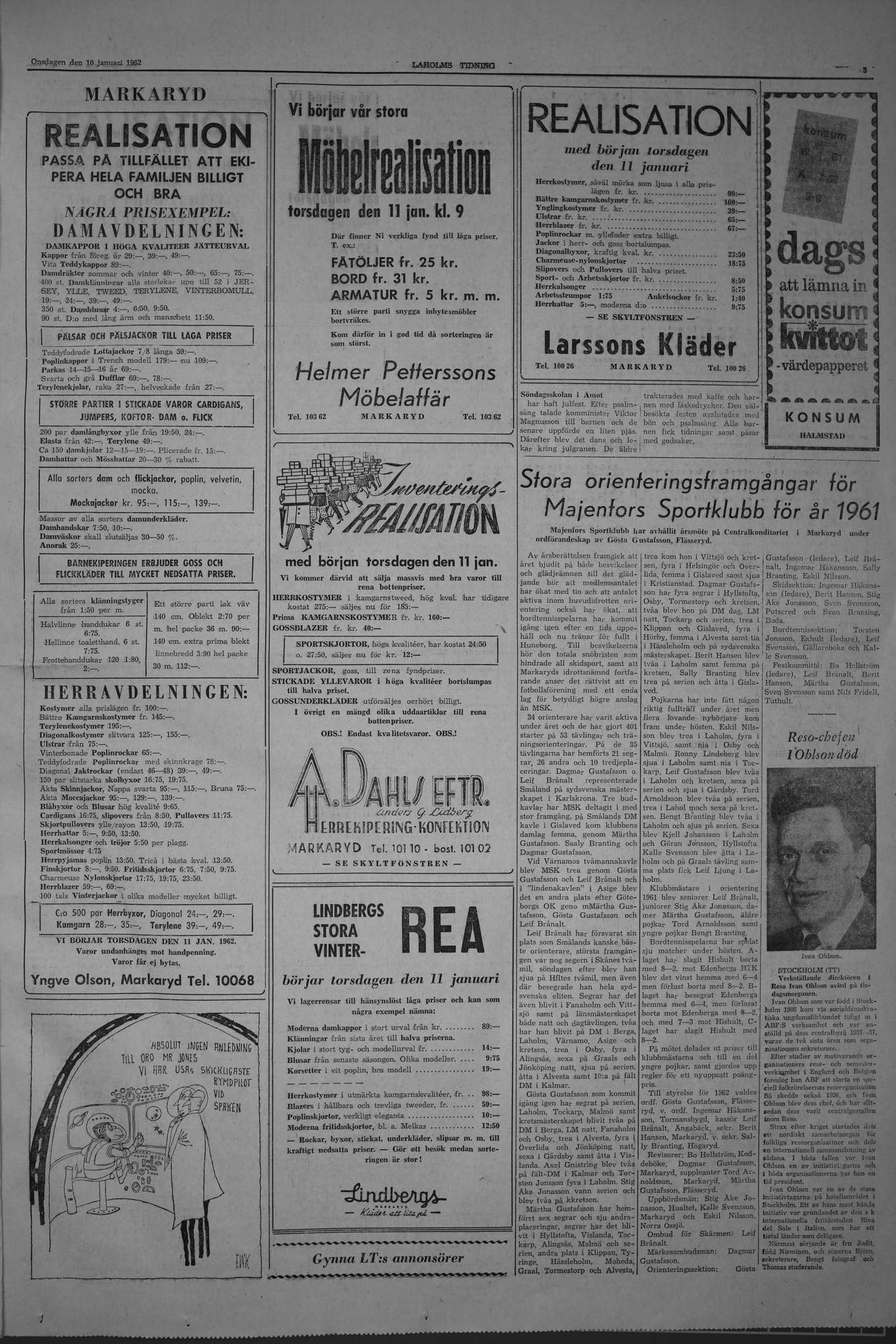 Laholms Tidning Onsdag 10 januari 1962, sida 3