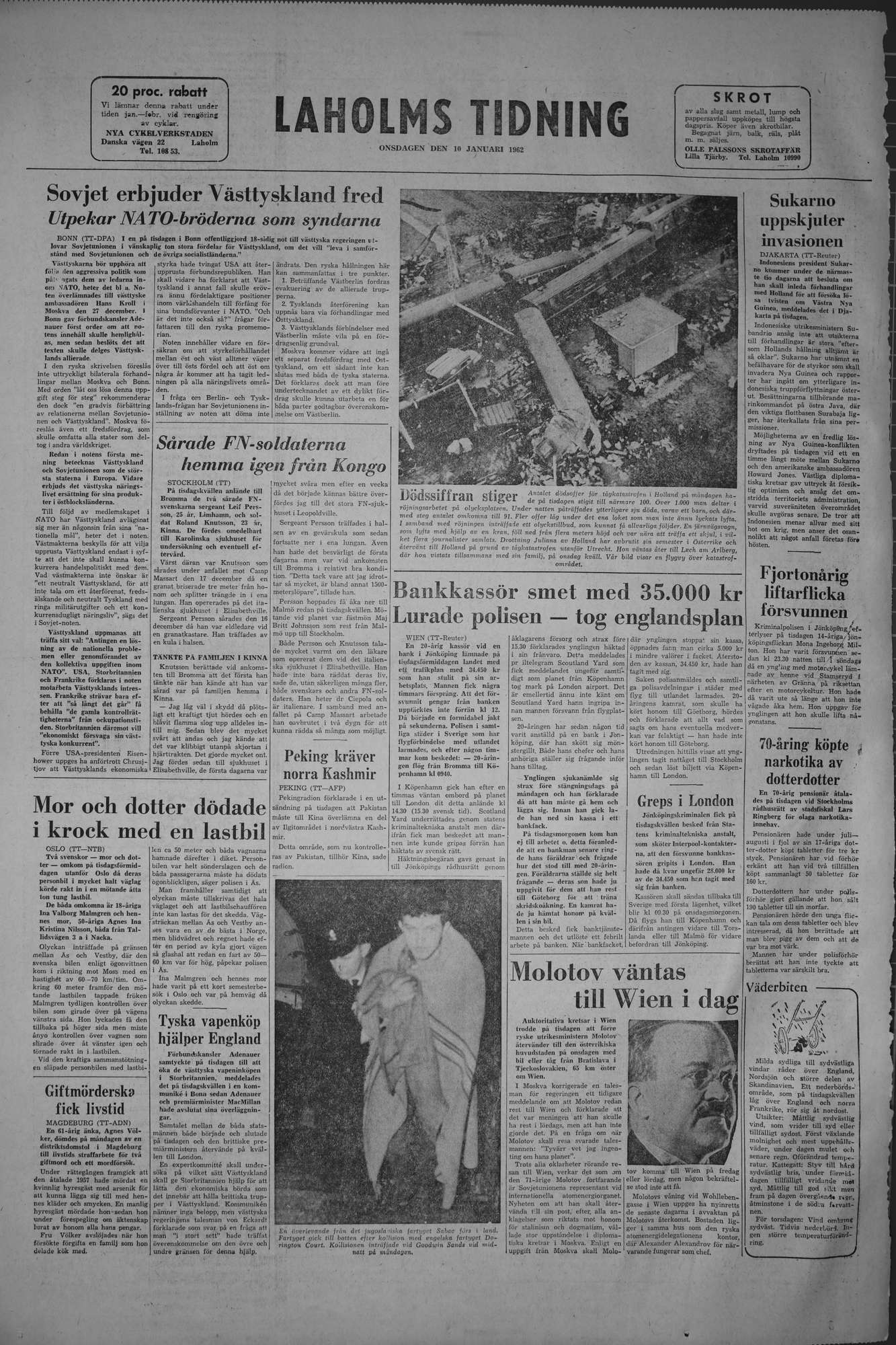 Laholms Tidning Onsdag 10 januari 1962, sida 8
