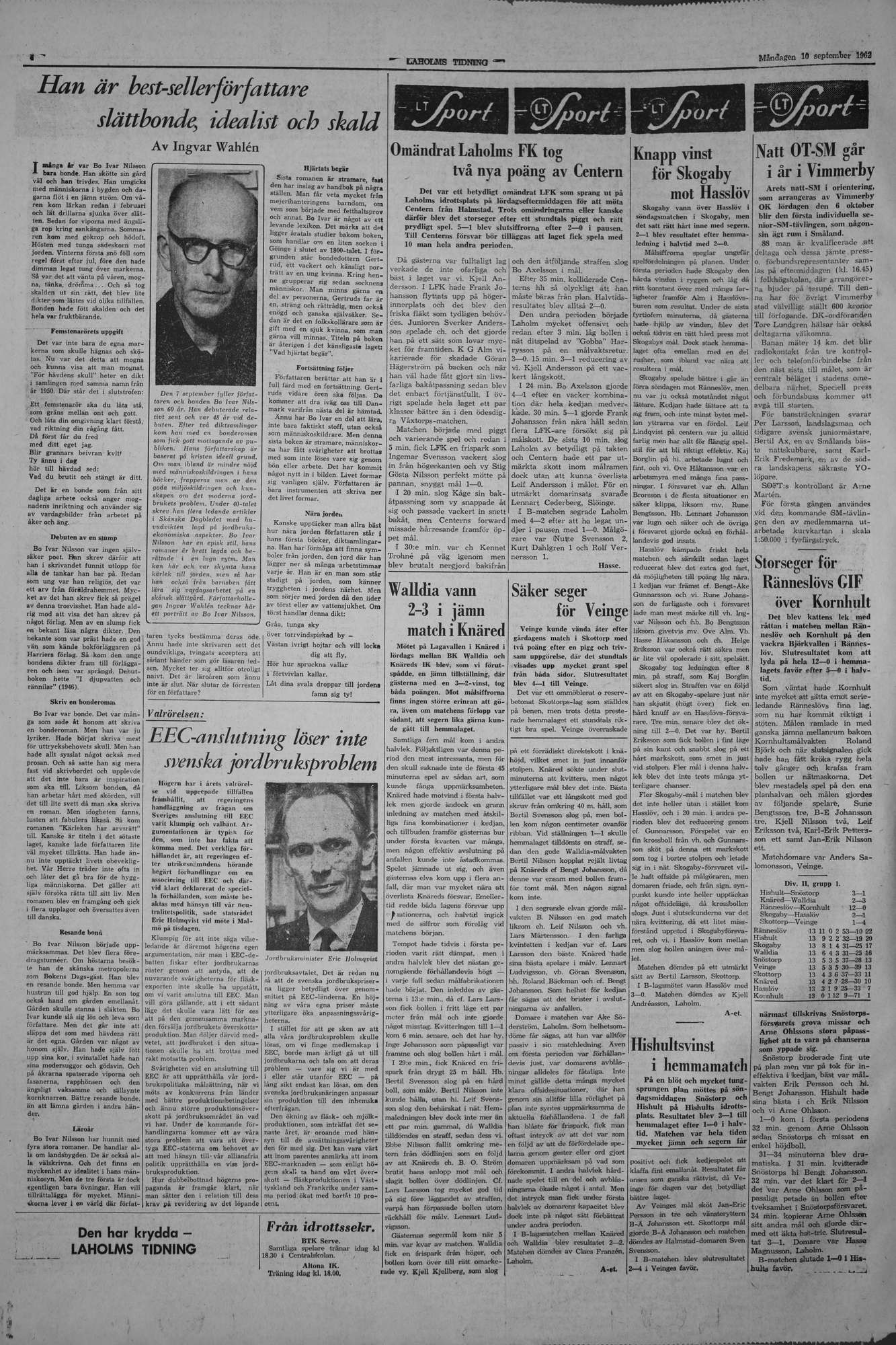 Laholms Tidning Måndag 10 september 1962, sida 4