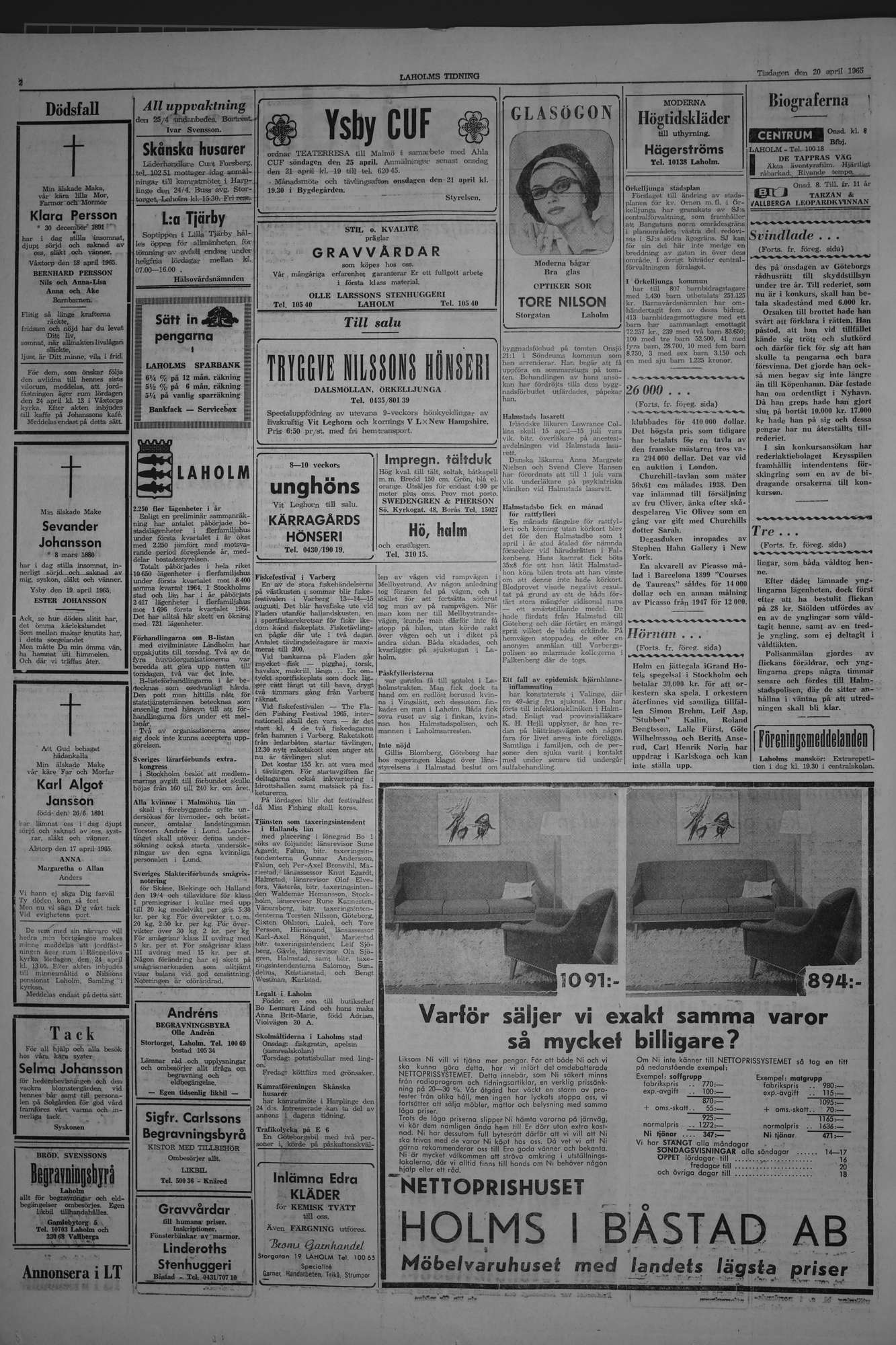 Laholms Tidning Tisdag 20 april 1965, sida 2
