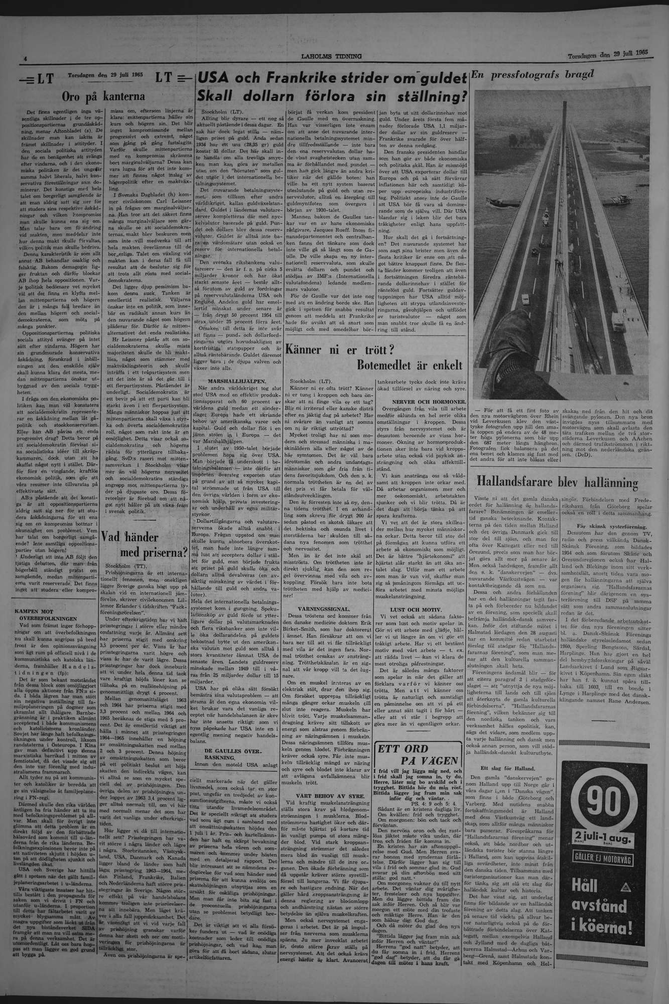 Laholms Tidning Torsdag 29 juli 1965, sida 4