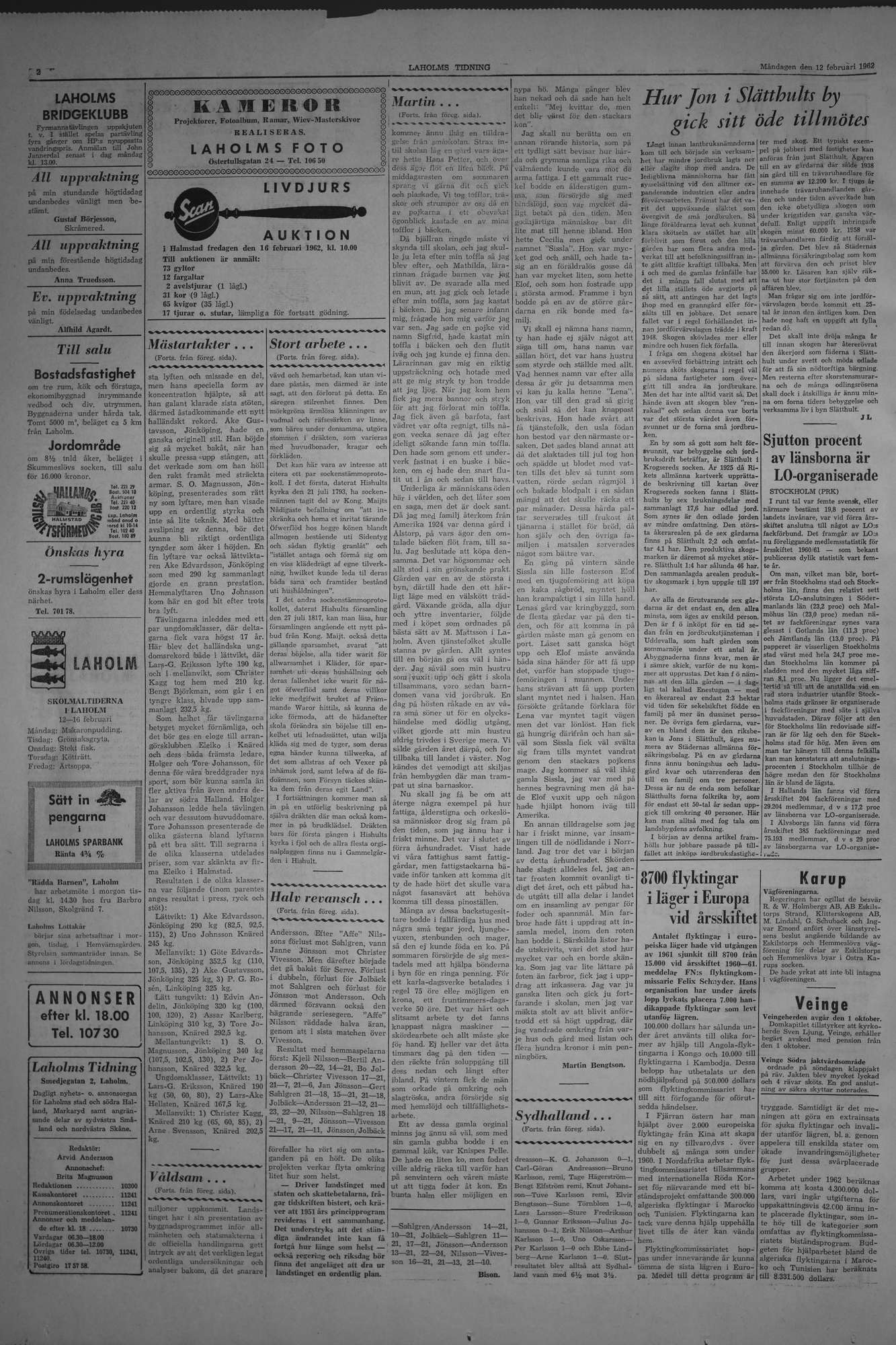 Laholms Tidning Måndag 12 februari 1962, sida 2