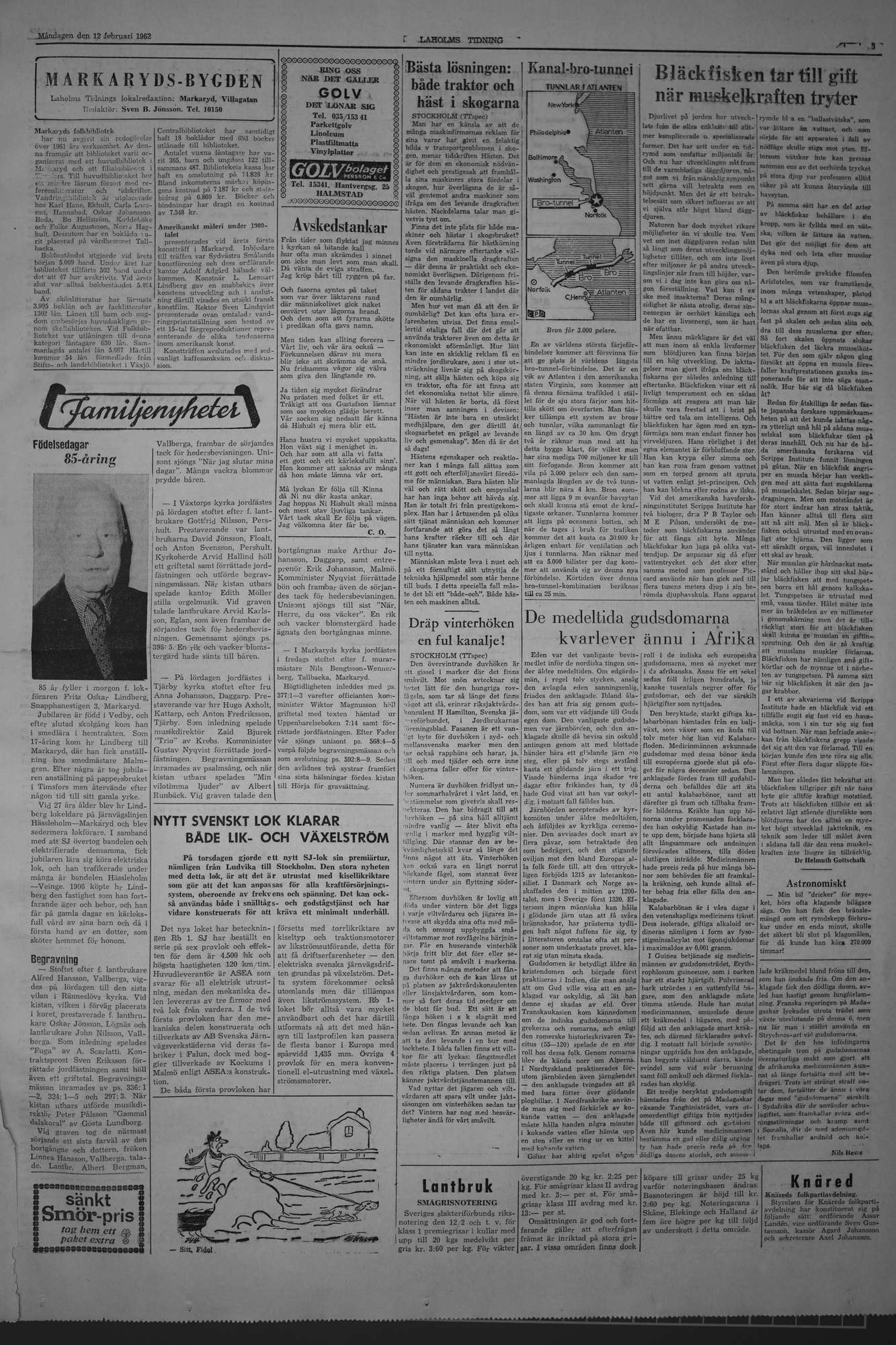 Laholms Tidning Måndag 12 februari 1962, sida 3