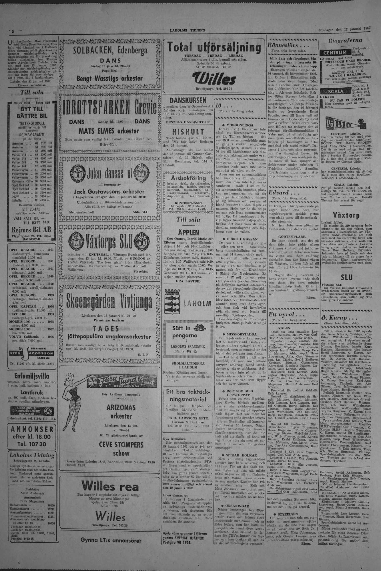 Laholms Tidning Fredag 12 januari 1962, sida 2