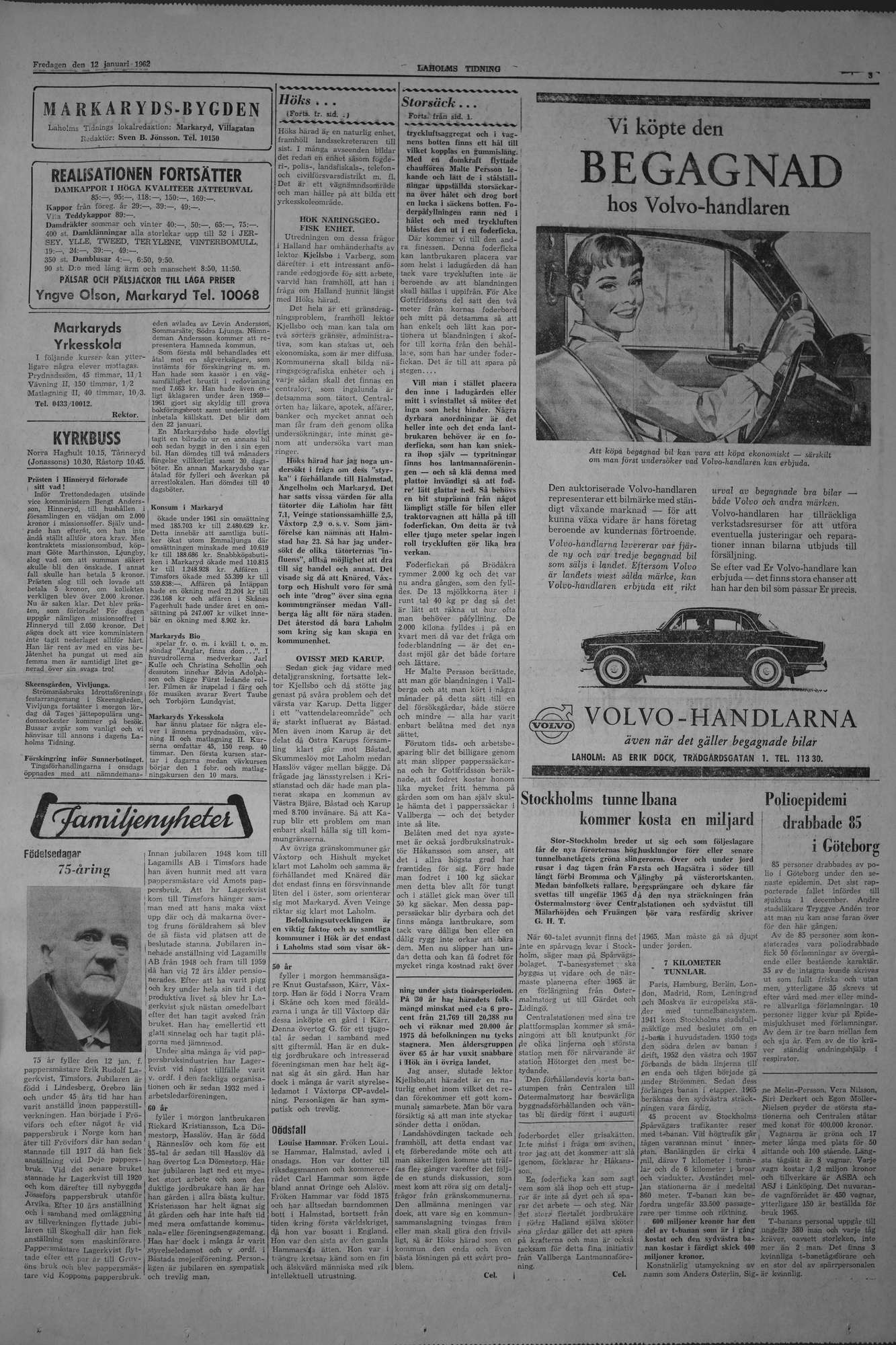Laholms Tidning Fredag 12 januari 1962, sida 3