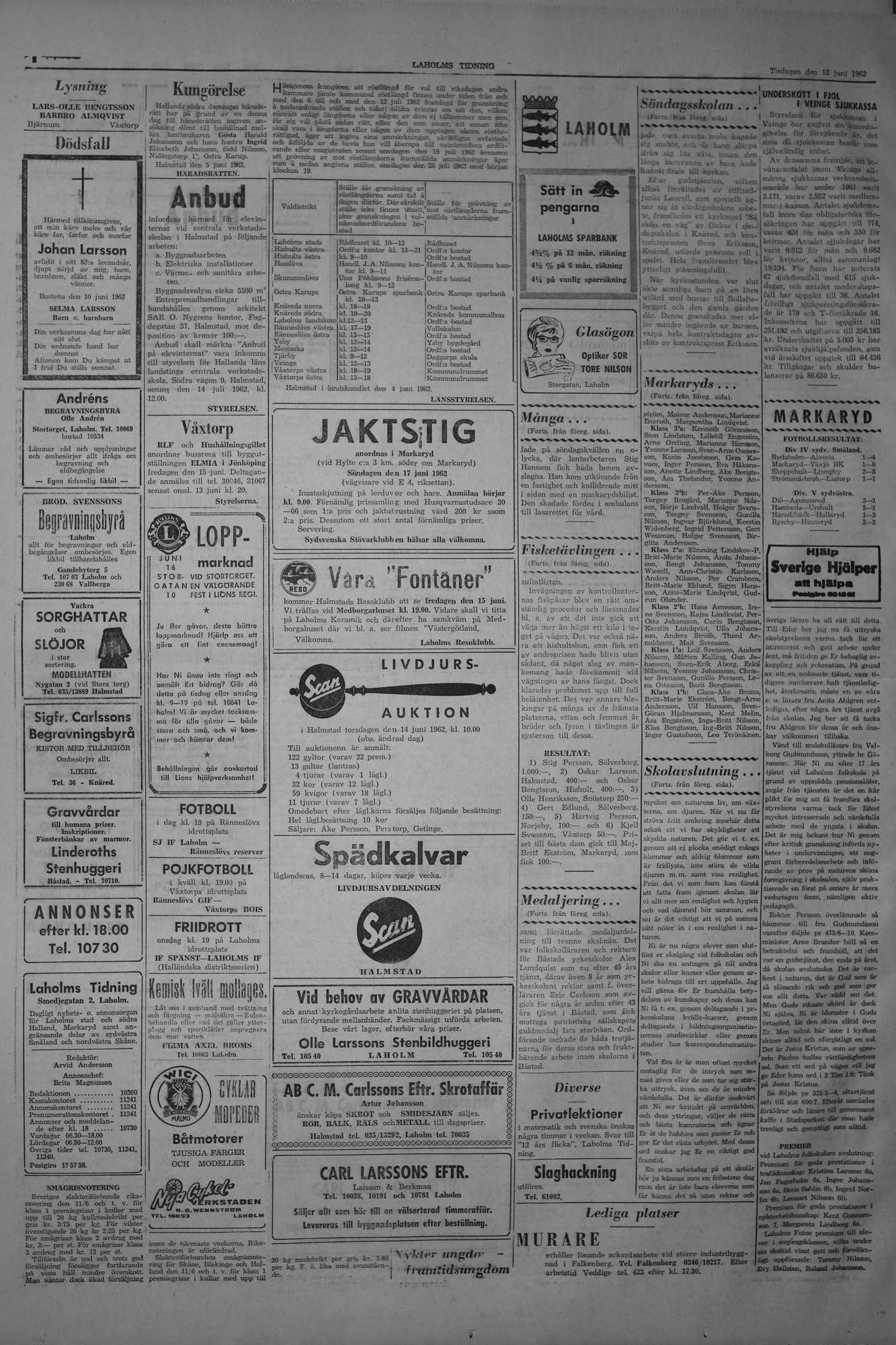 Laholms Tidning Tisdag 12 juni 1962, sida 2