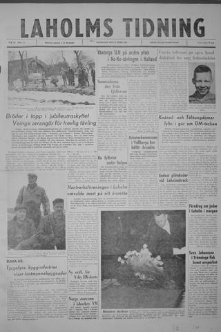 Förstasidan, Måndag 12 mars 1962