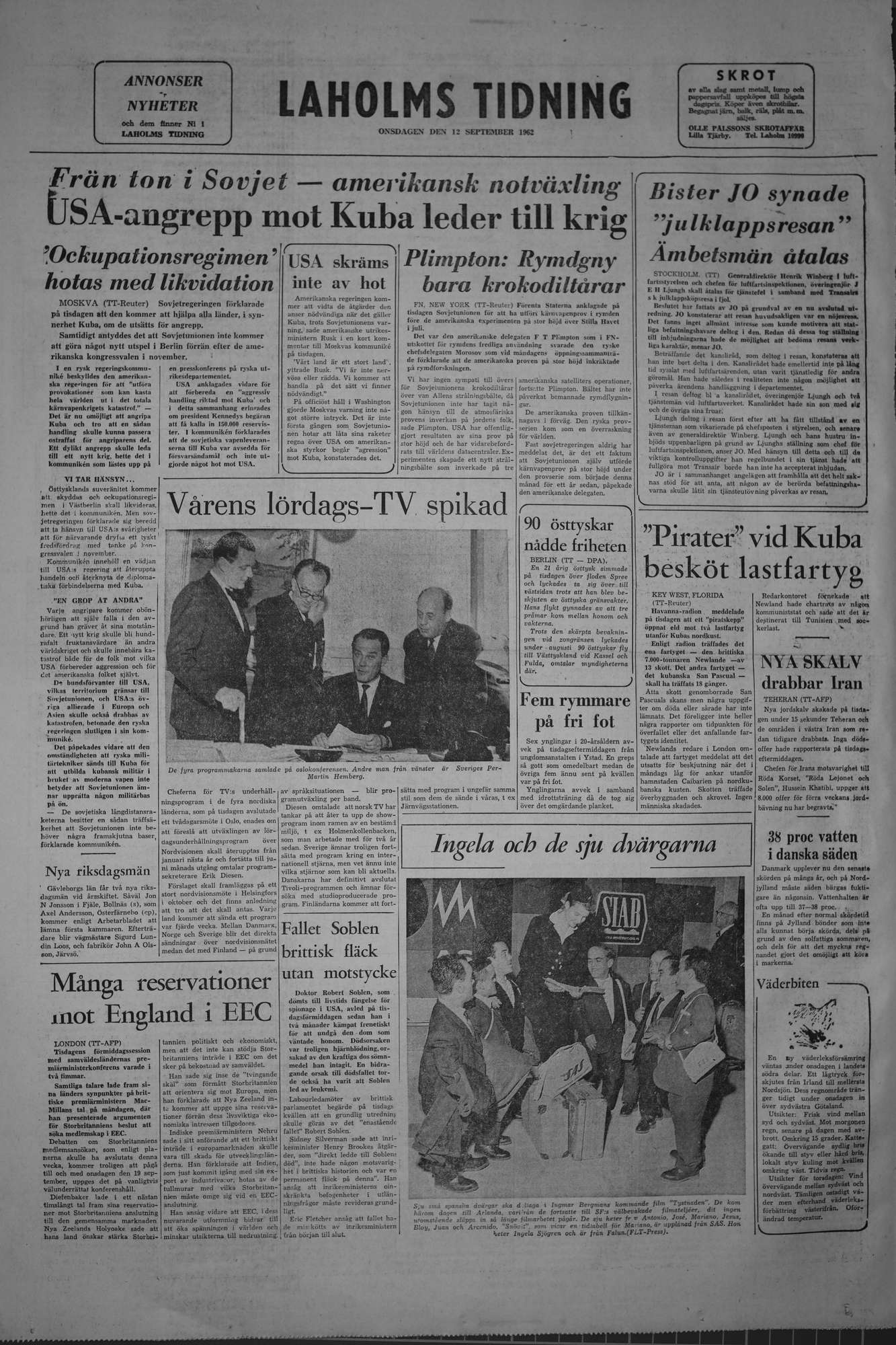Laholms Tidning Onsdag 12 september 1962, sida 8