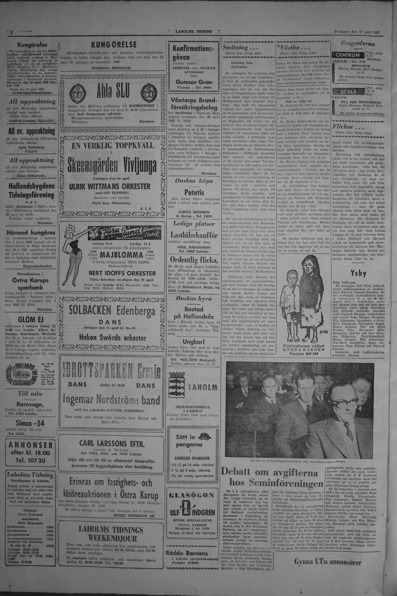 Laholms Tidning Fredag 13 april 1962, sida 2
