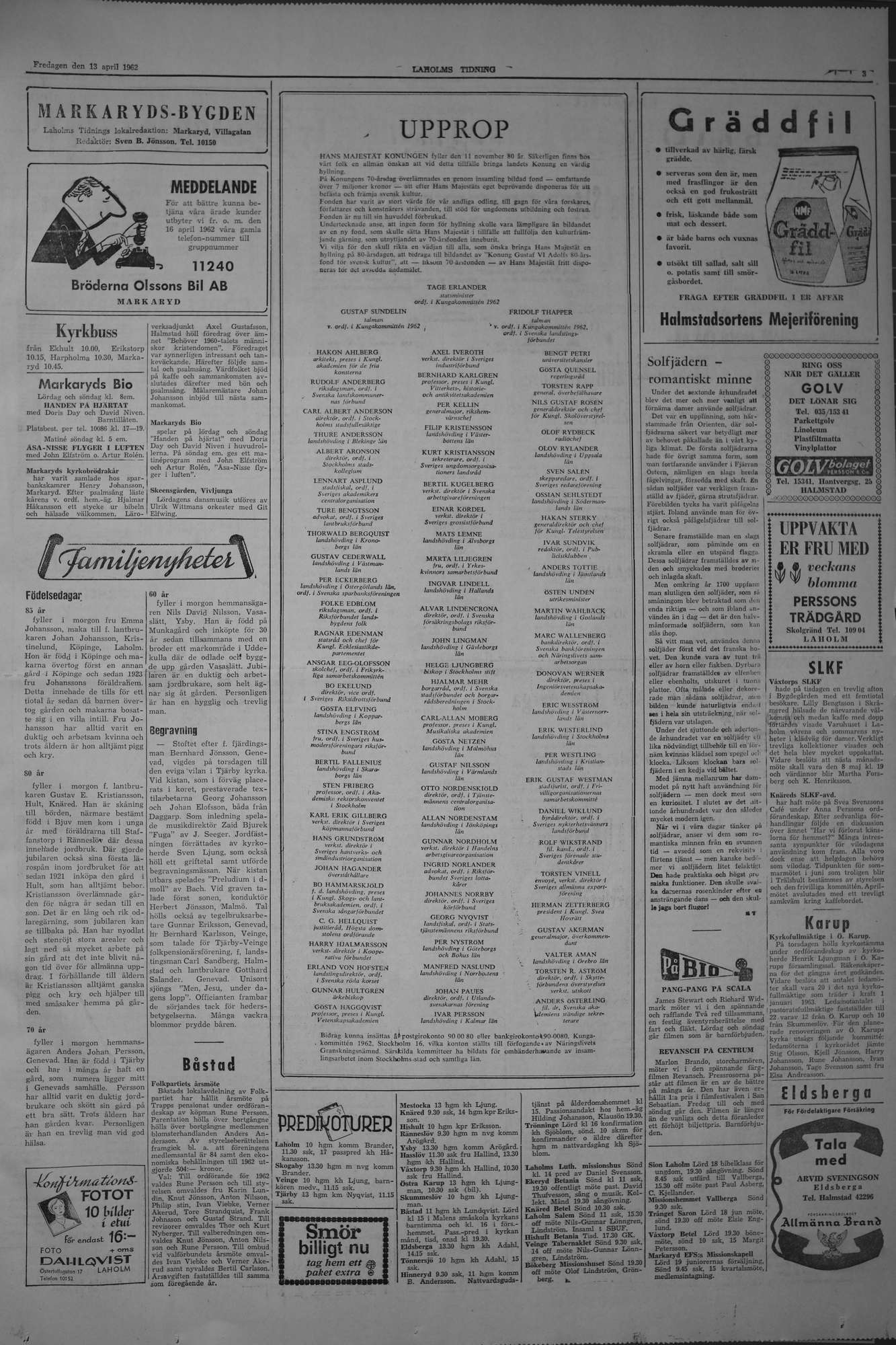 Laholms Tidning Fredag 13 april 1962, sida 3