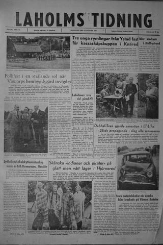 Förstasidan, Måndag 13 augusti 1962