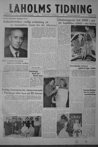 Förstasidan, Torsdag 13 december 1962