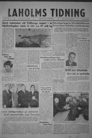 Förstasidan, Lördag 13 januari 1962