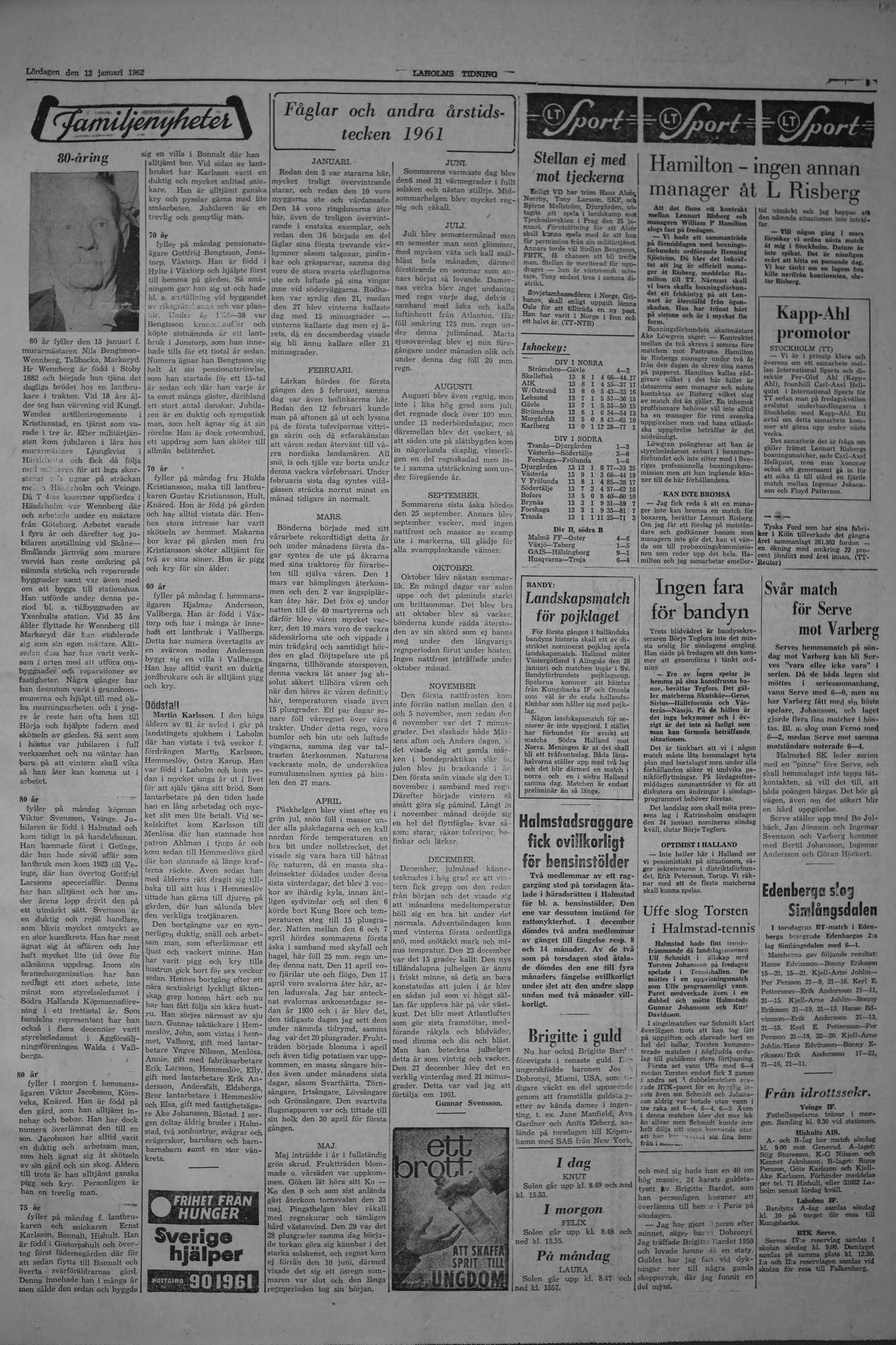 Laholms Tidning Lördag 13 januari 1962, sida 5