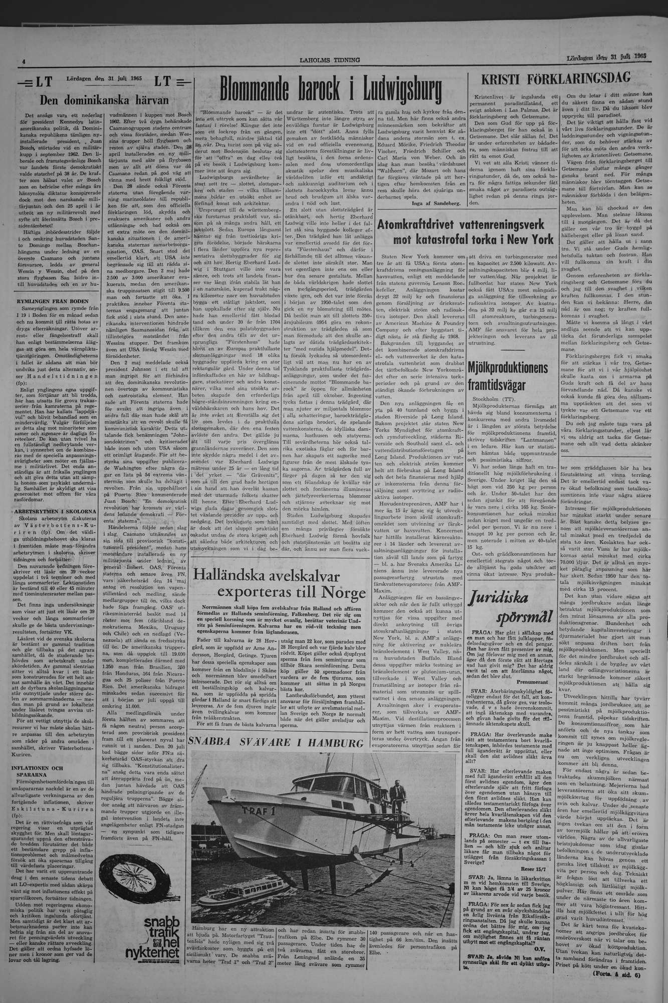Laholms Tidning Lördag 31 juli 1965, sida 4