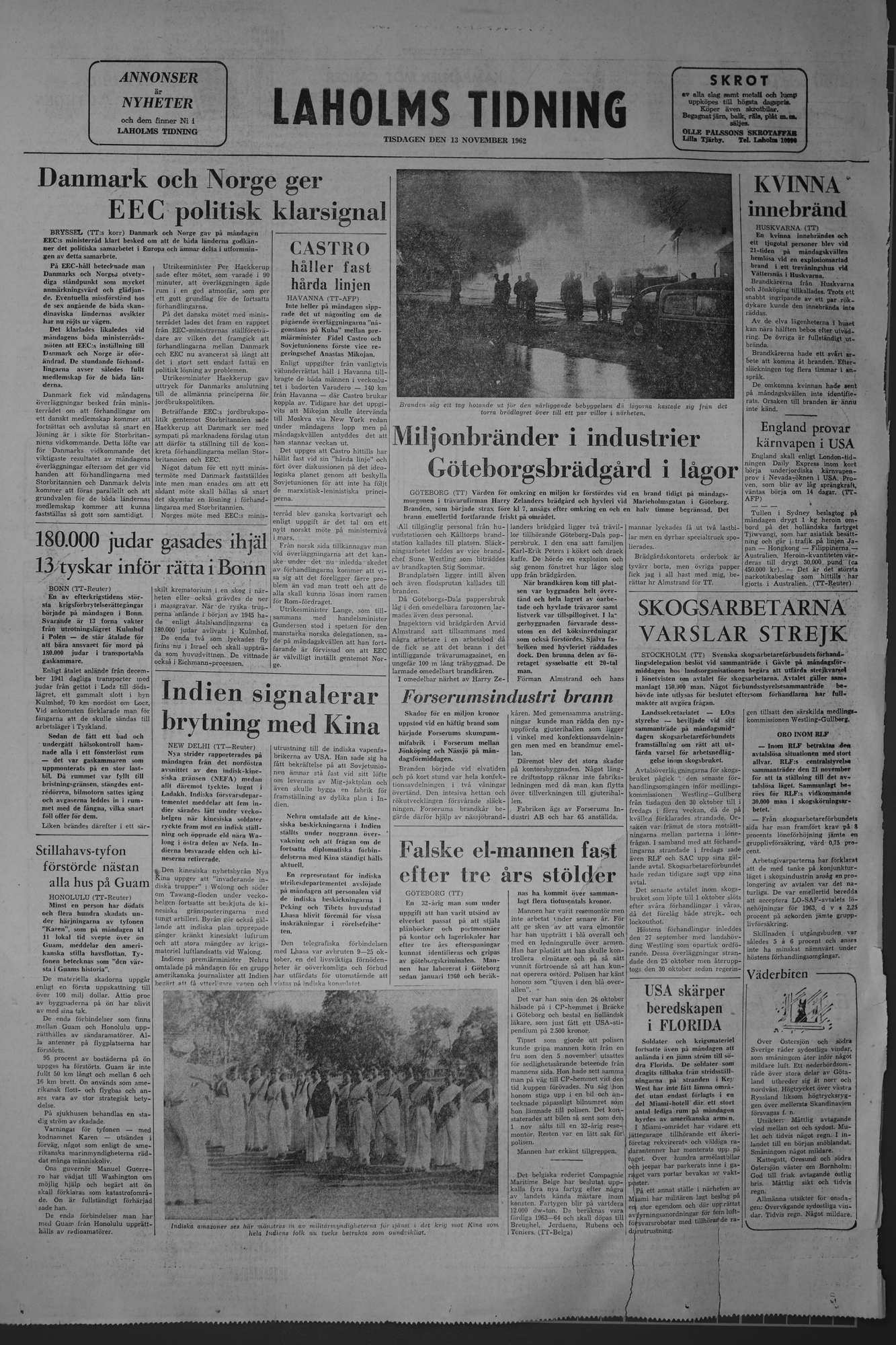 Laholms Tidning Tisdag 13 november 1962, sida 8