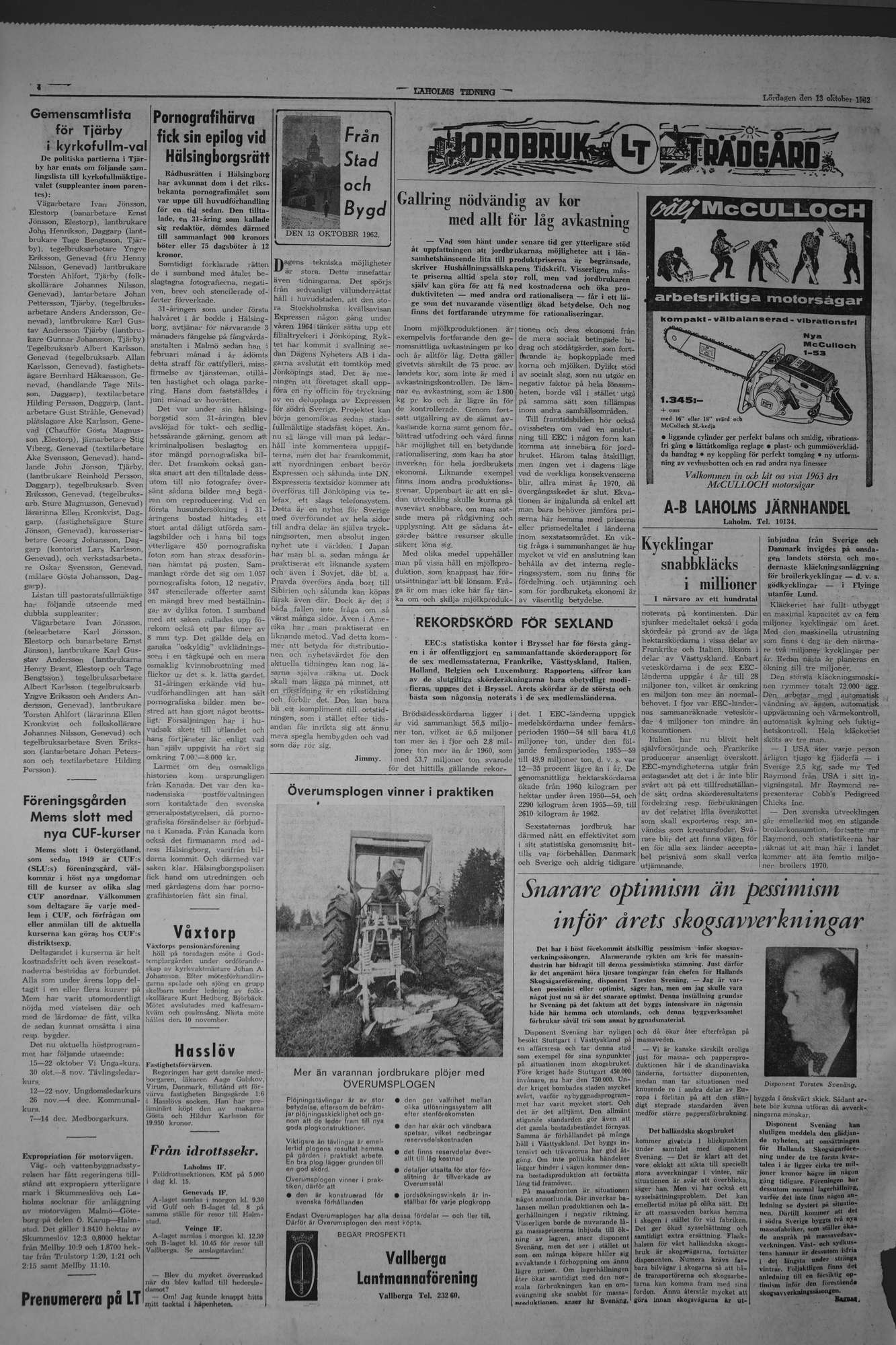 Laholms Tidning Lördag 13 oktober 1962, sida 4