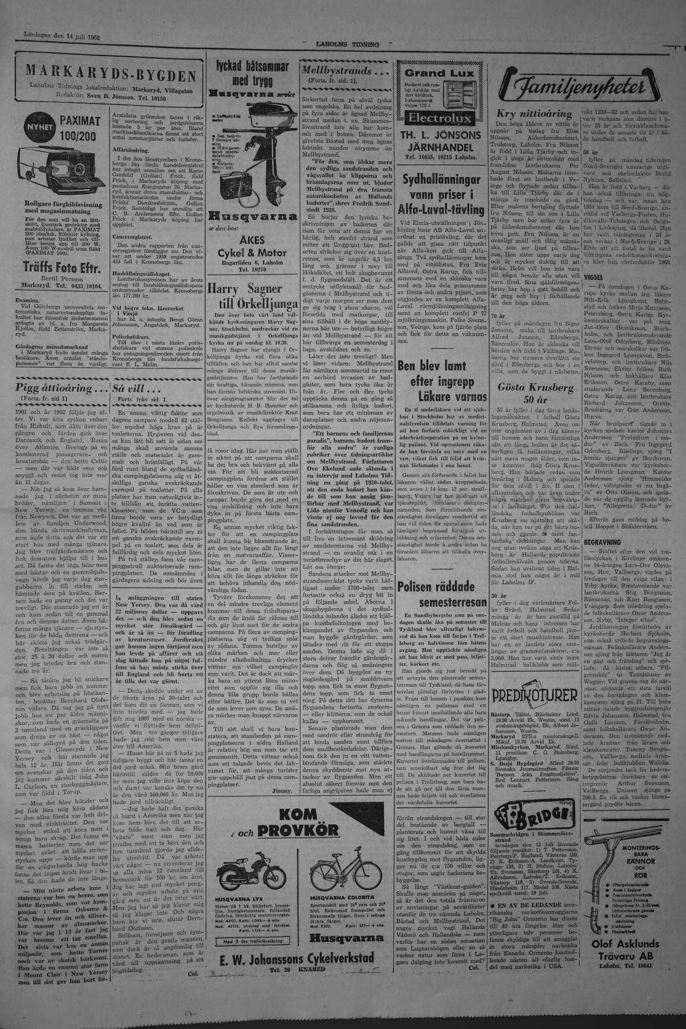 Laholms Tidning Lördag 14 juli 1962, sida 3