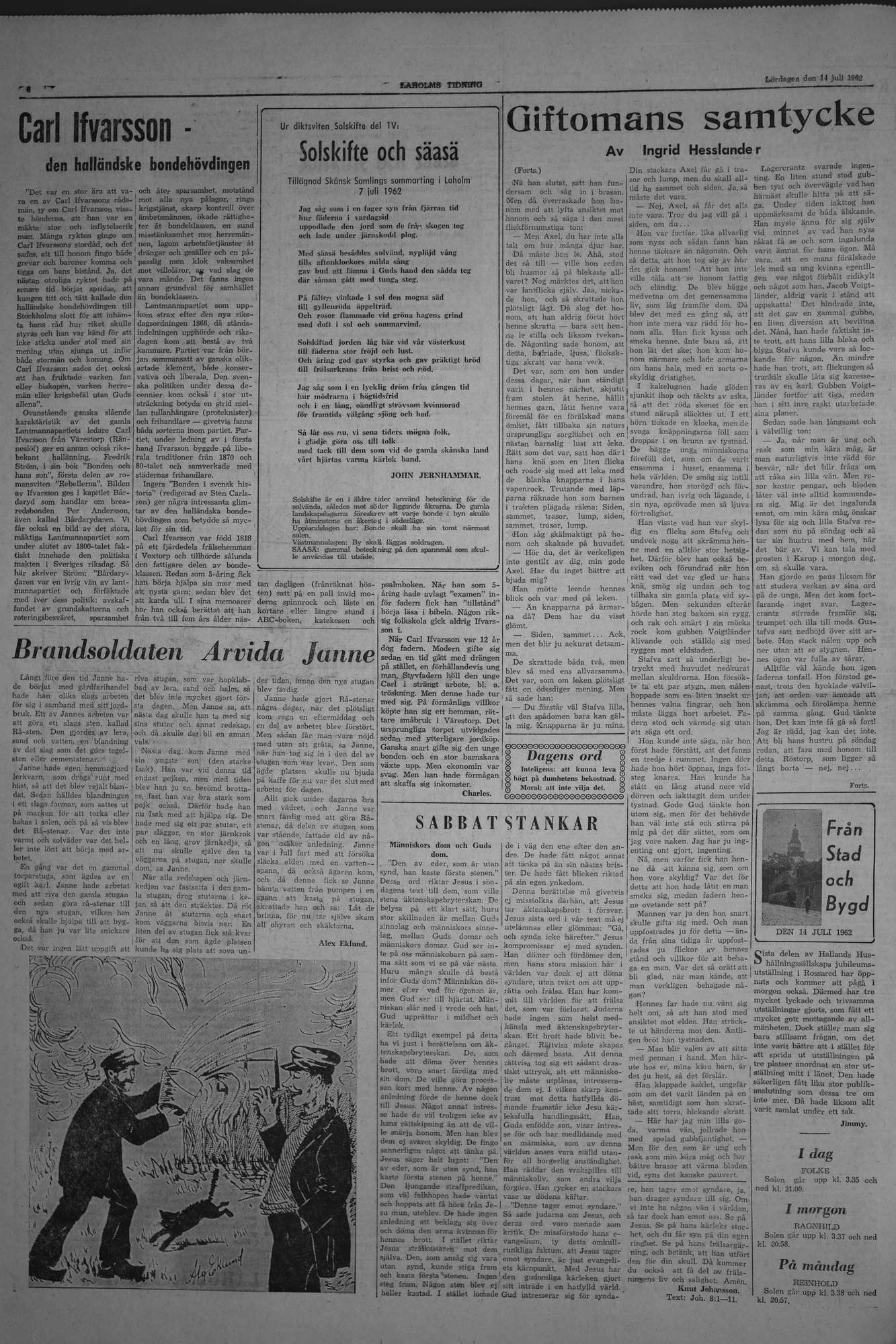 Laholms Tidning Lördag 14 juli 1962, sida 6