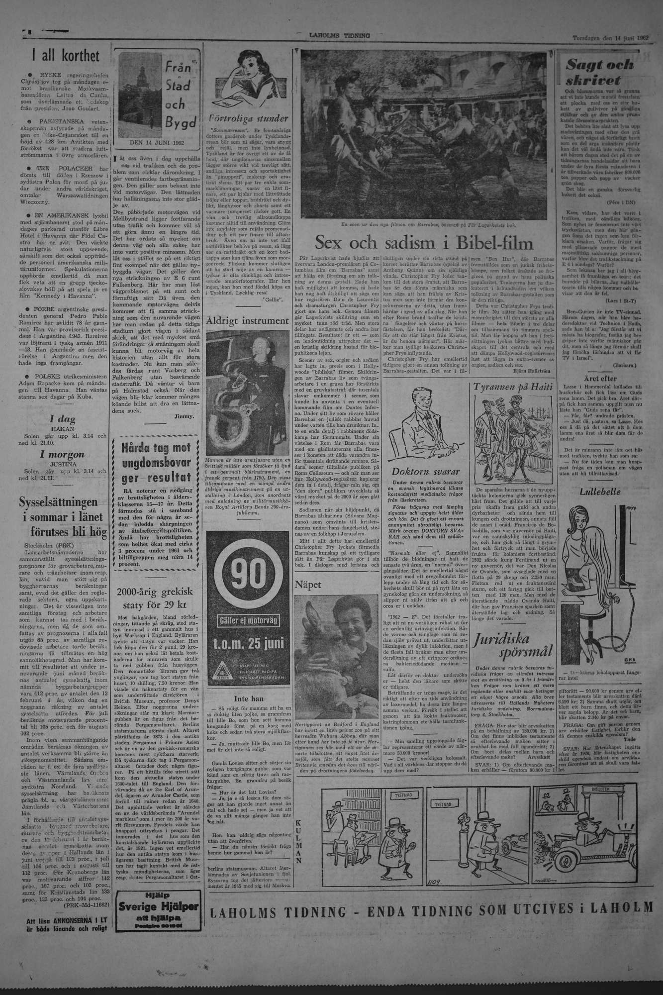 Laholms Tidning Torsdag 14 juni 1962, sida 6