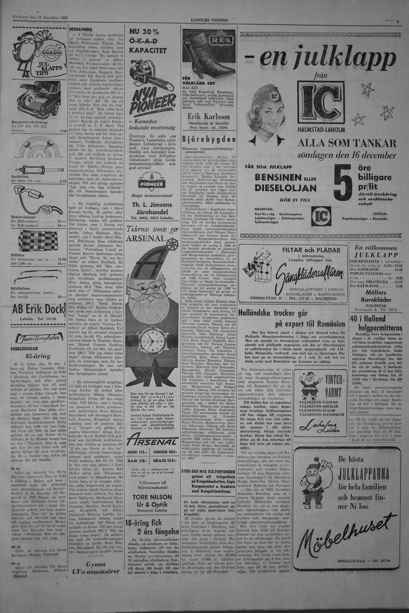 Laholms Tidning Lördag 15 december 1962, sida 3