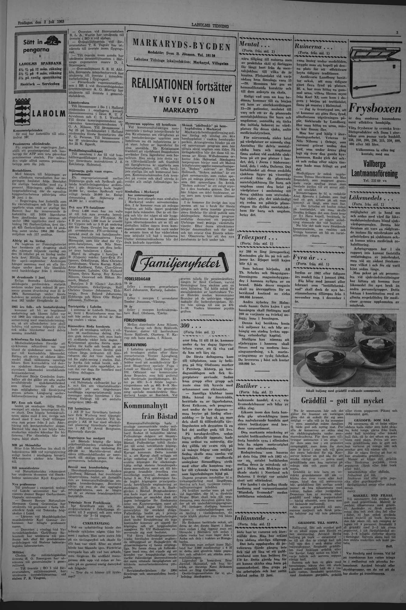 Laholms Tidning Fredag 2 juli 1965, sida 3