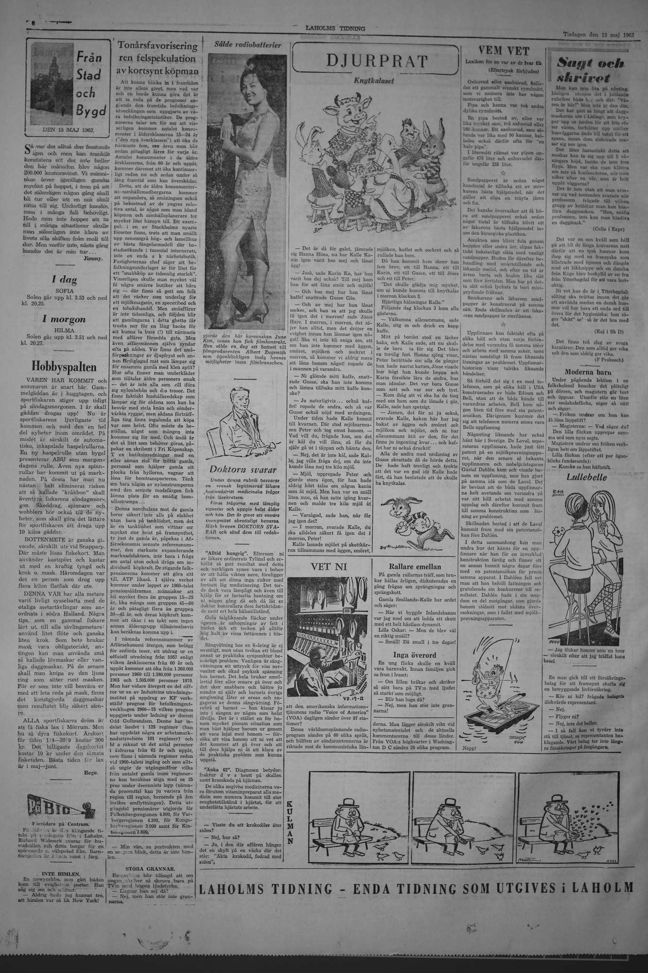Laholms Tidning Tisdag 15 maj 1962, sida 6