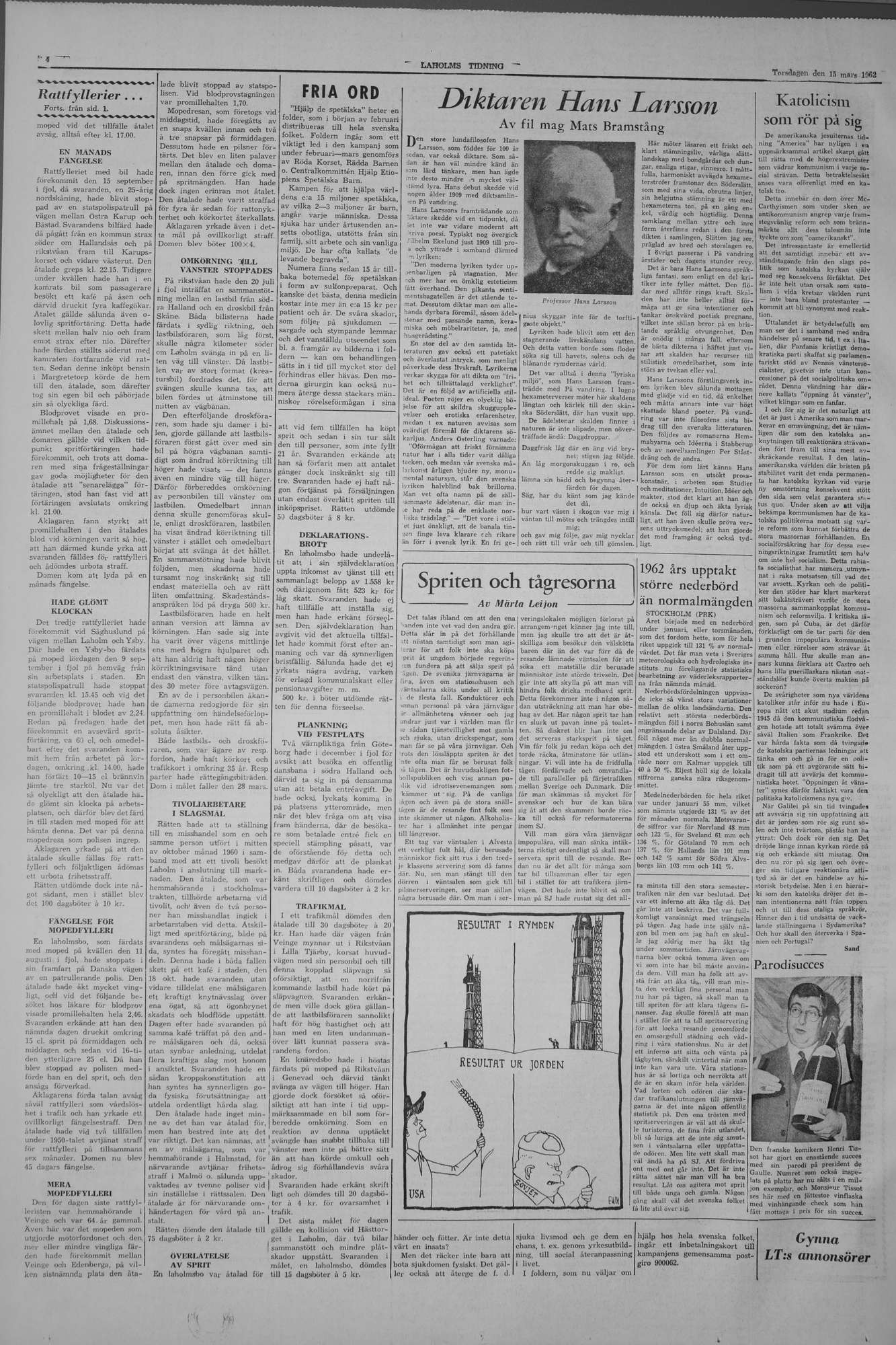 Laholms Tidning Torsdag 15 mars 1962, sida 4