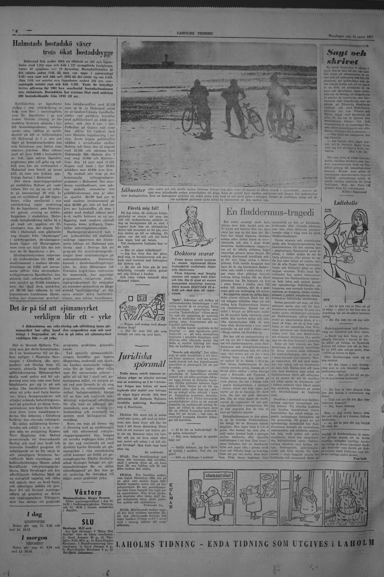 Laholms Tidning Torsdag 15 mars 1962, sida 6
