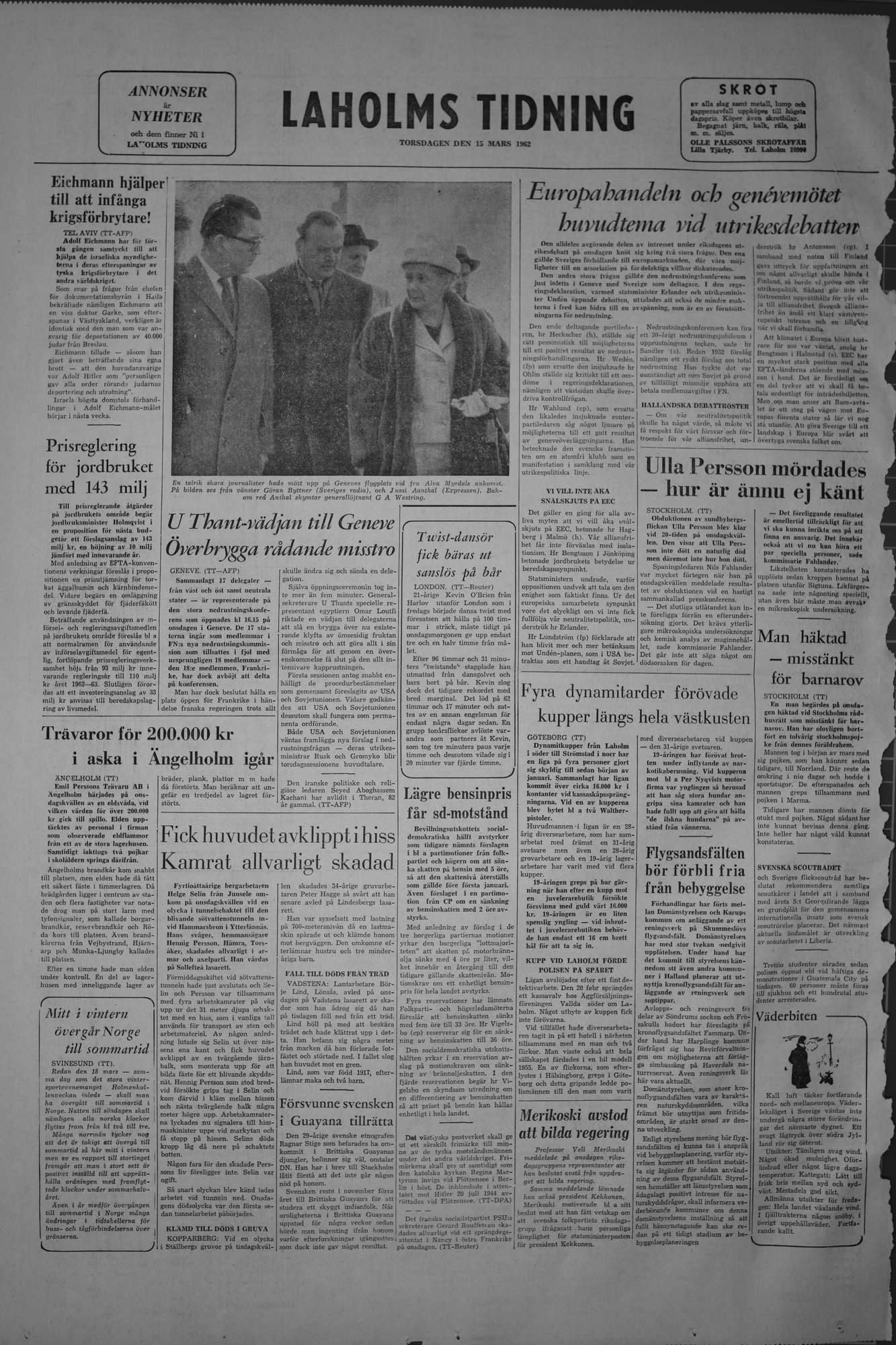 Laholms Tidning Torsdag 15 mars 1962, sida 8