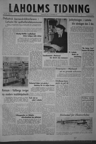 Förstasidan, Torsdag 15 november 1962