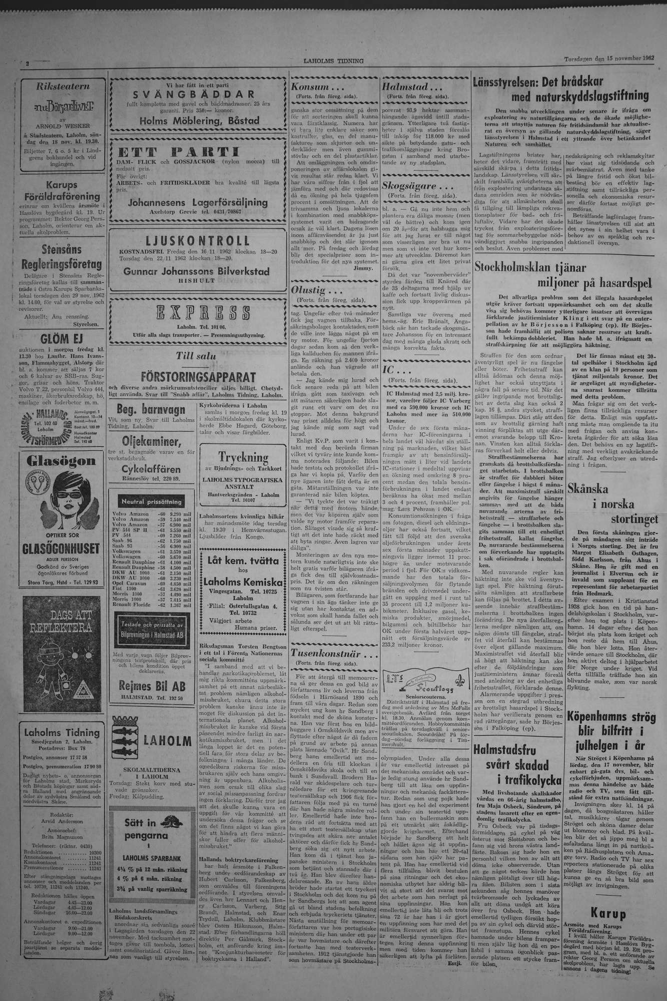 Laholms Tidning Torsdag 15 november 1962, sida 2