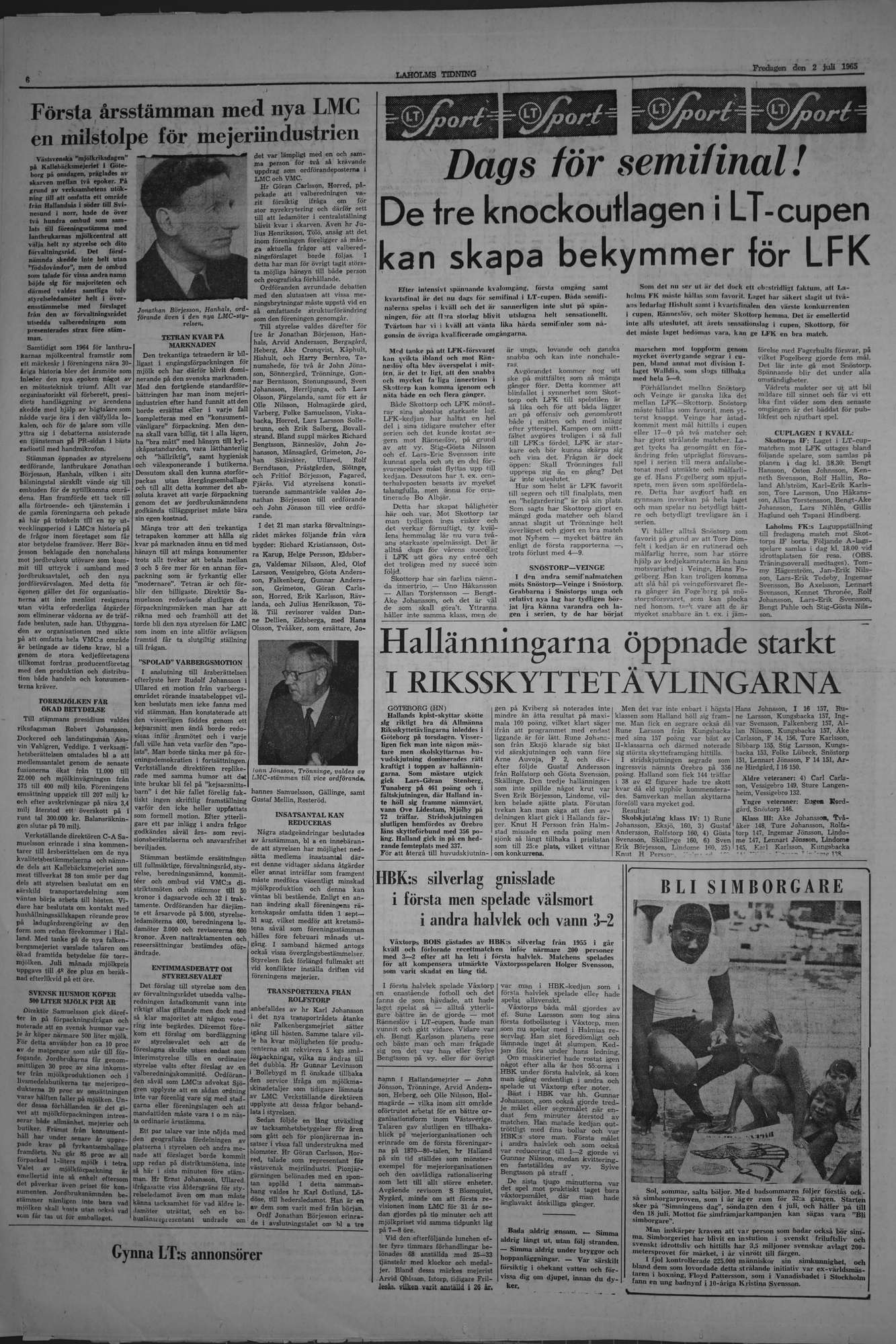 Laholms Tidning Fredag 2 juli 1965, sida 6