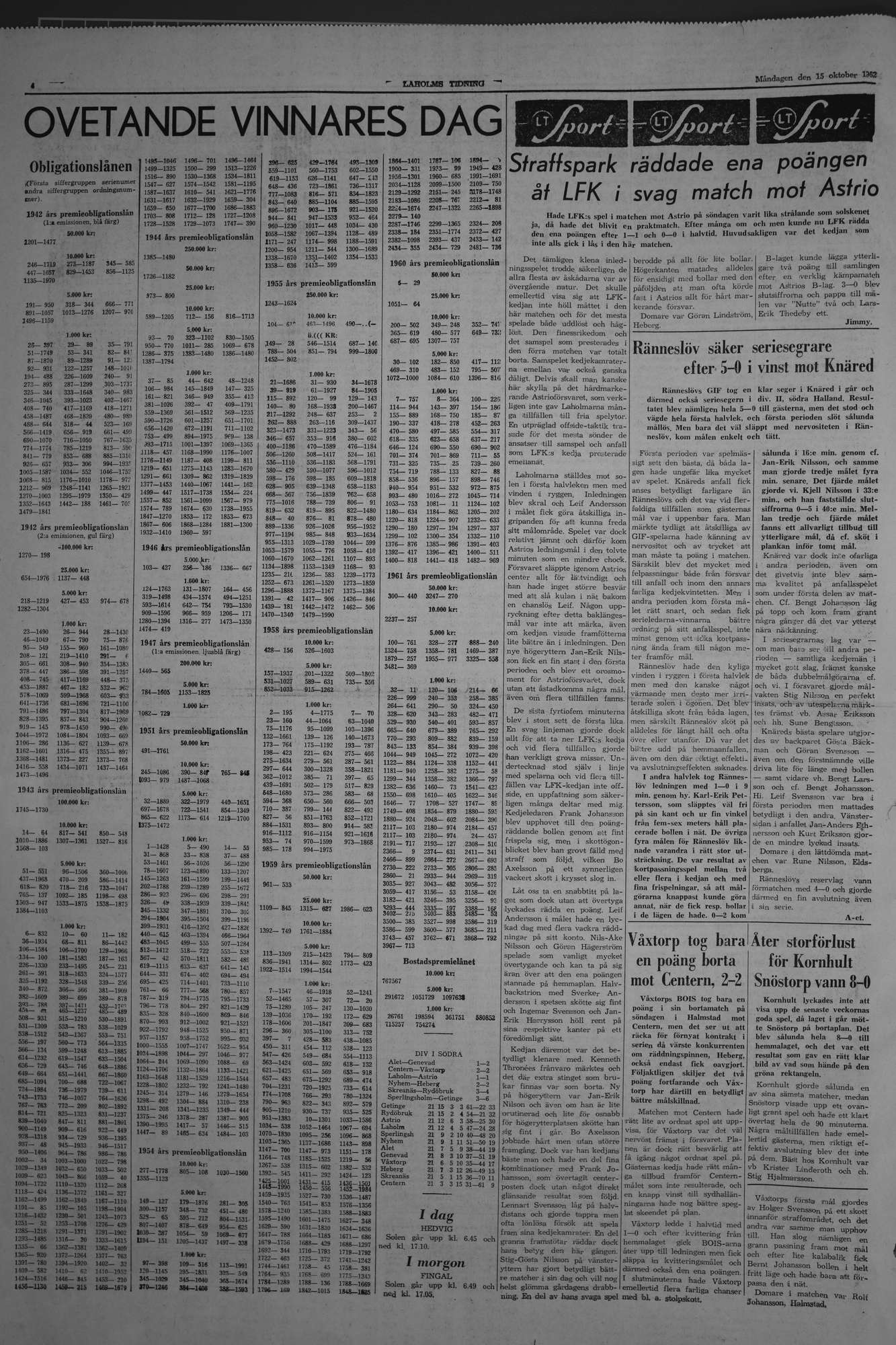 Laholms Tidning Måndag 15 oktober 1962, sida 4
