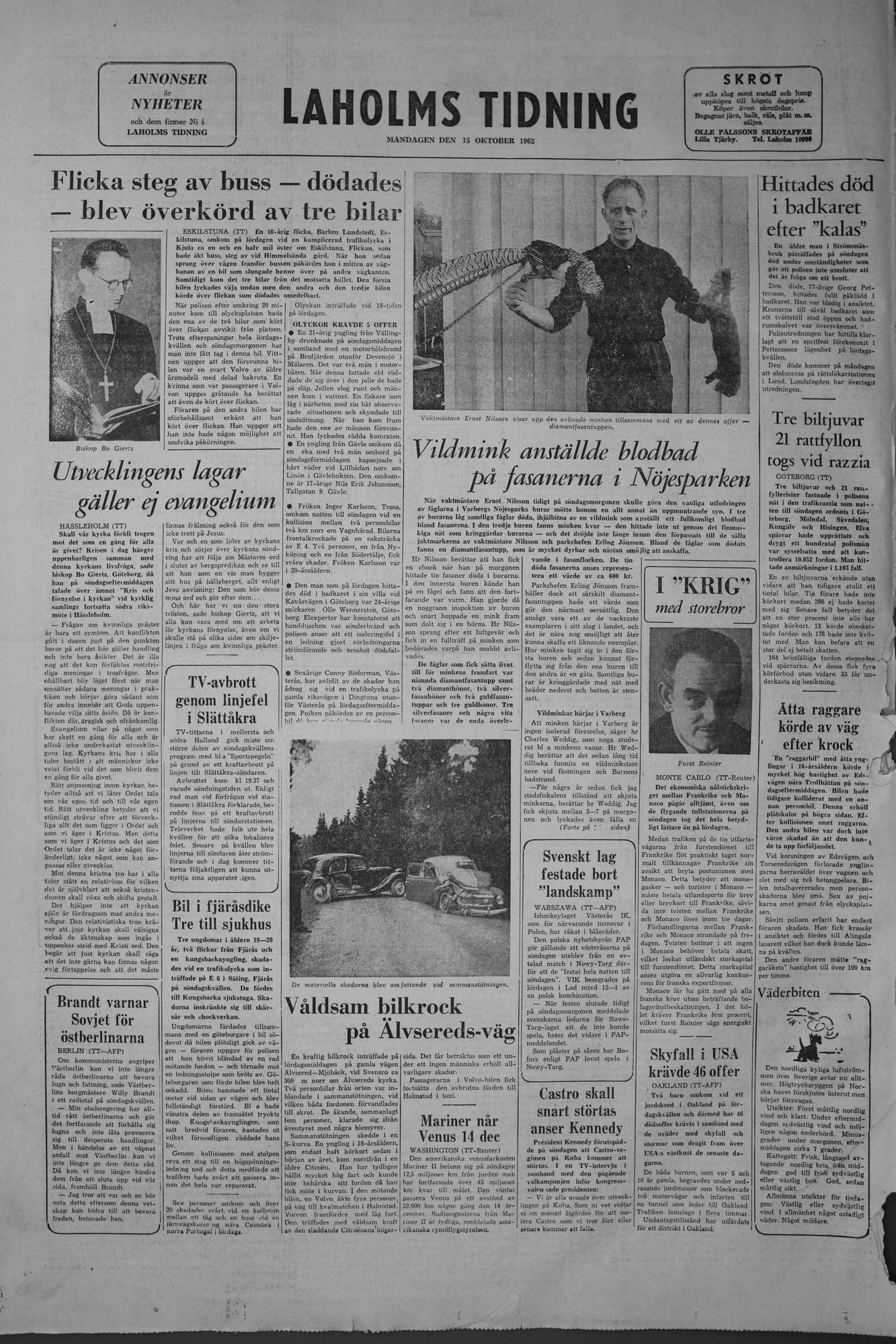 Laholms Tidning Måndag 15 oktober 1962, sida 8